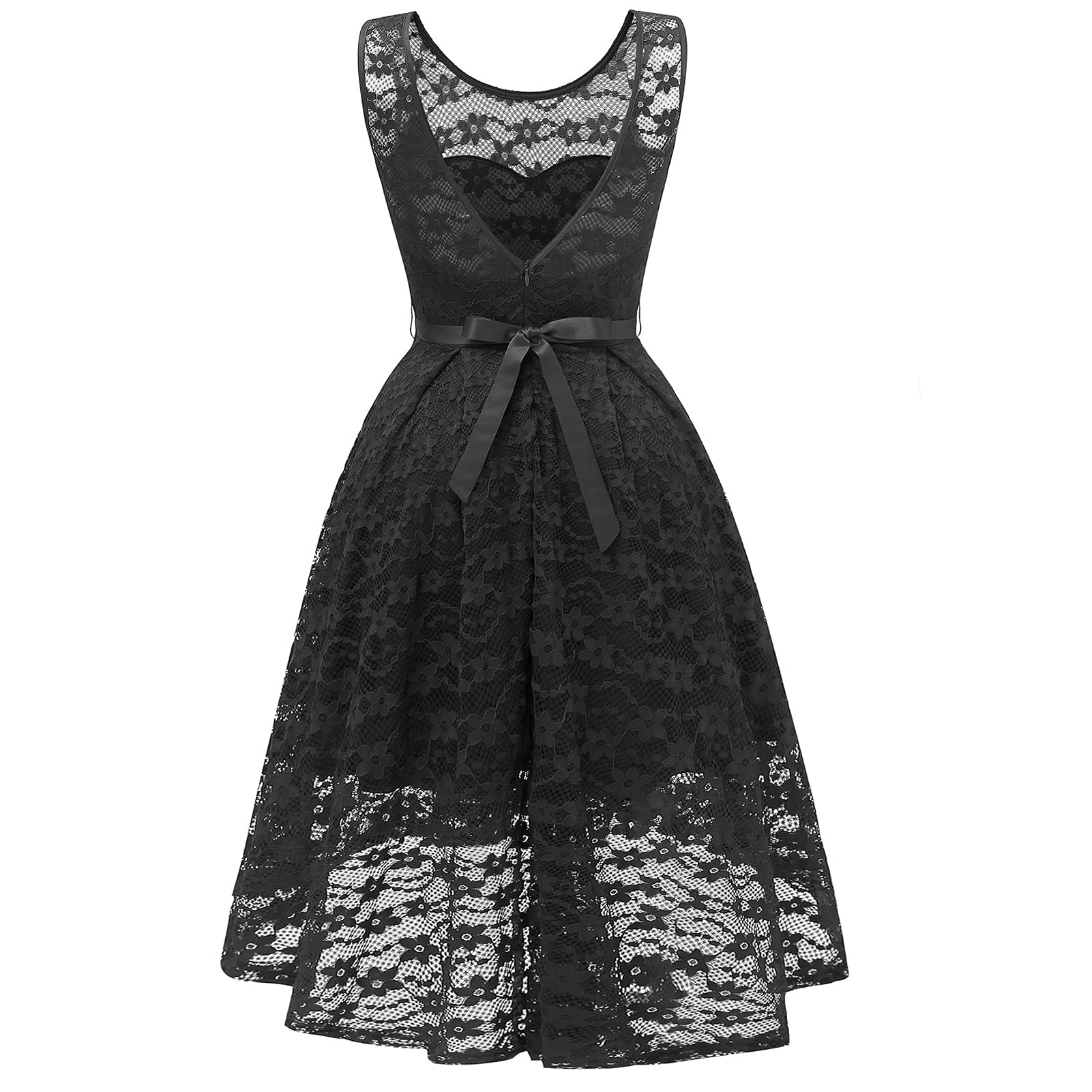 Vestido sexy de gasa de encaje sin mangas vestido de noche con cuello en V para mujer, vestido de fiesta casual de cóctel de bola de boda