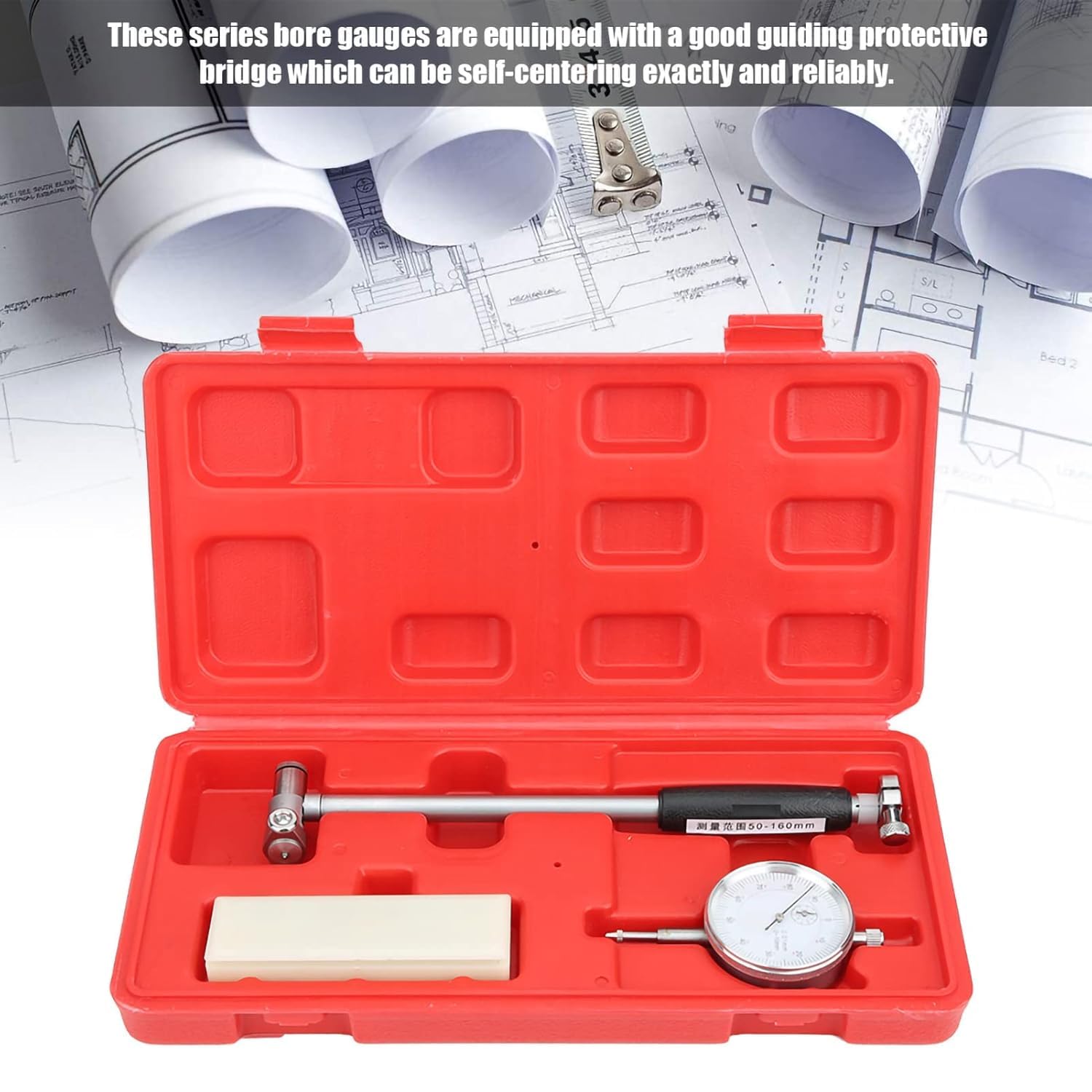 Juego de medidores de calibre interno para cilindro de motor (50 – 160 mm) para medición métrica, 0,01 mm
