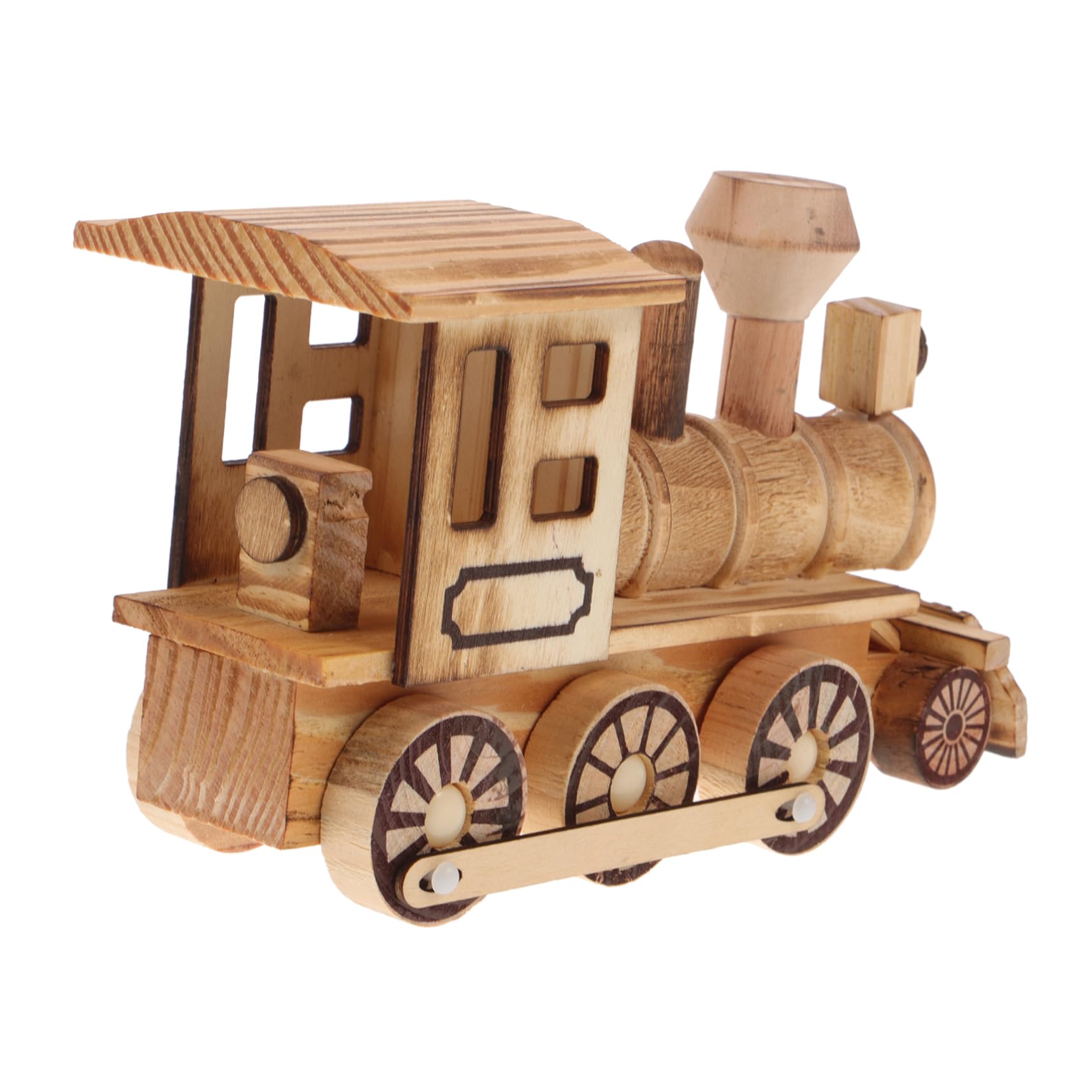 Wood Crafts Retro Locomotive Ornaments Vintage Desktop Adornments for Boys Unique Choice Chic Decoration for Home Office