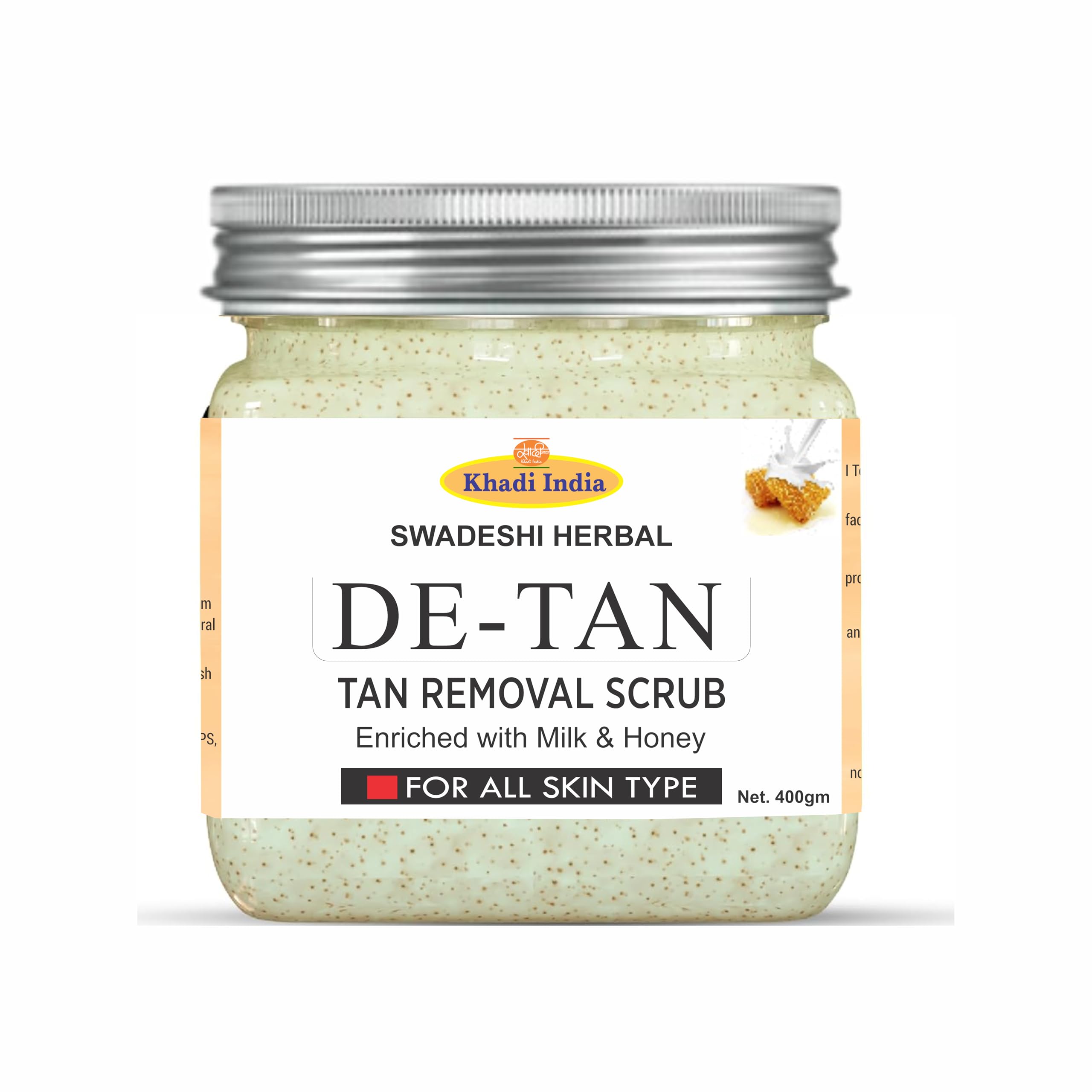 Khadi Natural De-Tan Scrub for Face & Body 500g – Tan Removal & Skin Brightening Exfoliating Scrub – Removes Dead Skin, Blackheads & Impurities – Gentle Natural Scrub for Men & Women
