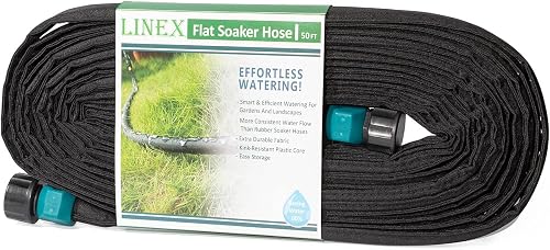 Flat Soaker Hose 100 ft for Garden Beds, 1/2'' x 50 ft 2 Pack Drip Irrigation Hoses Save Water 80% Heavy Duty for Vegetable