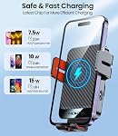 Wireless Car Charger, MOKPR Auto-Clamping Car Phone Holder Wireless Charger Air Vent Car Phone Mount fit for iPhone 17/16/15/14/13/13 Pro/12 pro/12/11/X/8, Samsung S23/S22/S21/S20 (Bright Red)