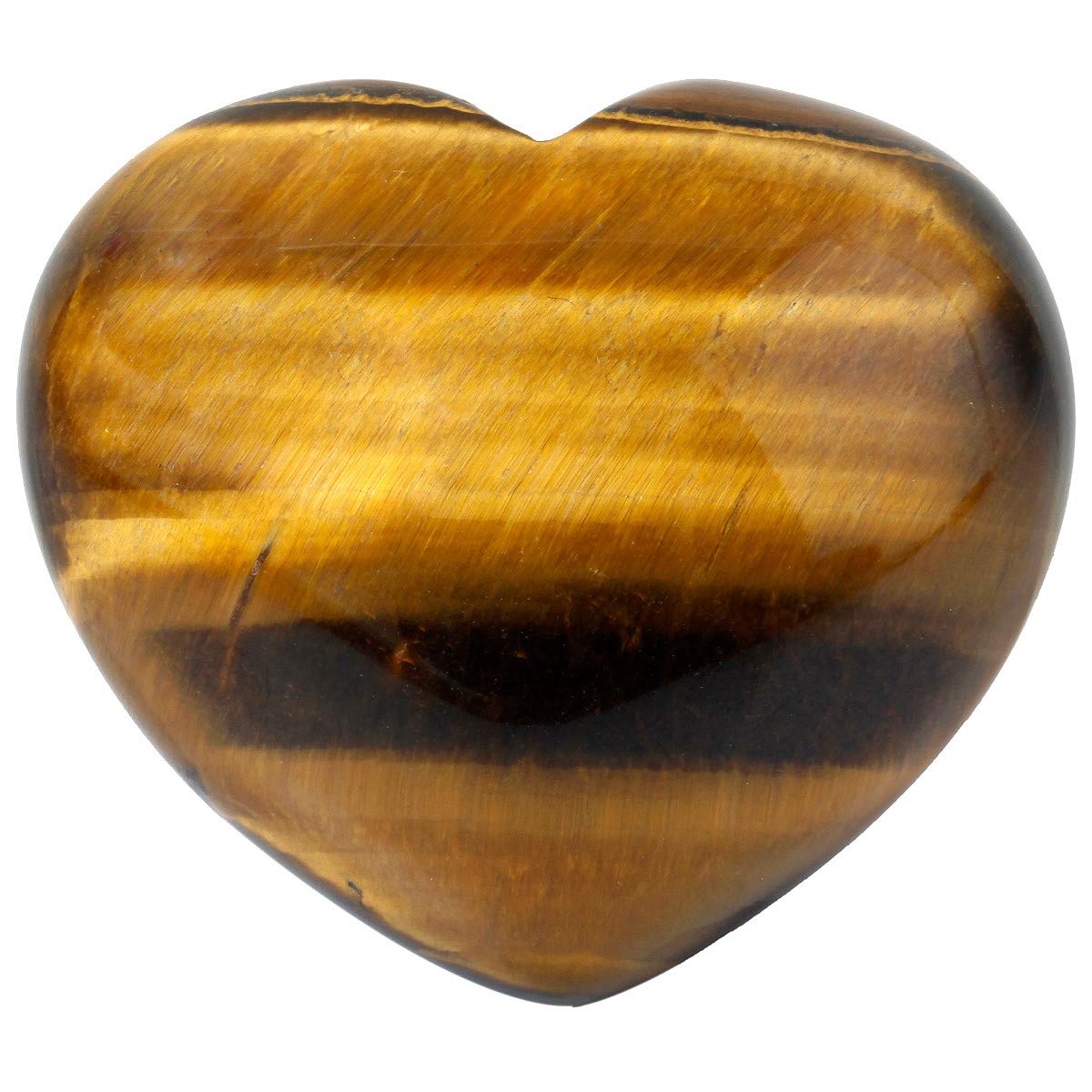Kyeygwo Brown Tiger Eye's Stone Puff Heart Healing Crystals Love Stone, Pocket Stones Palm Worry Stone For Reiki Meditation Balancing, 1.7" (1 Pcs)