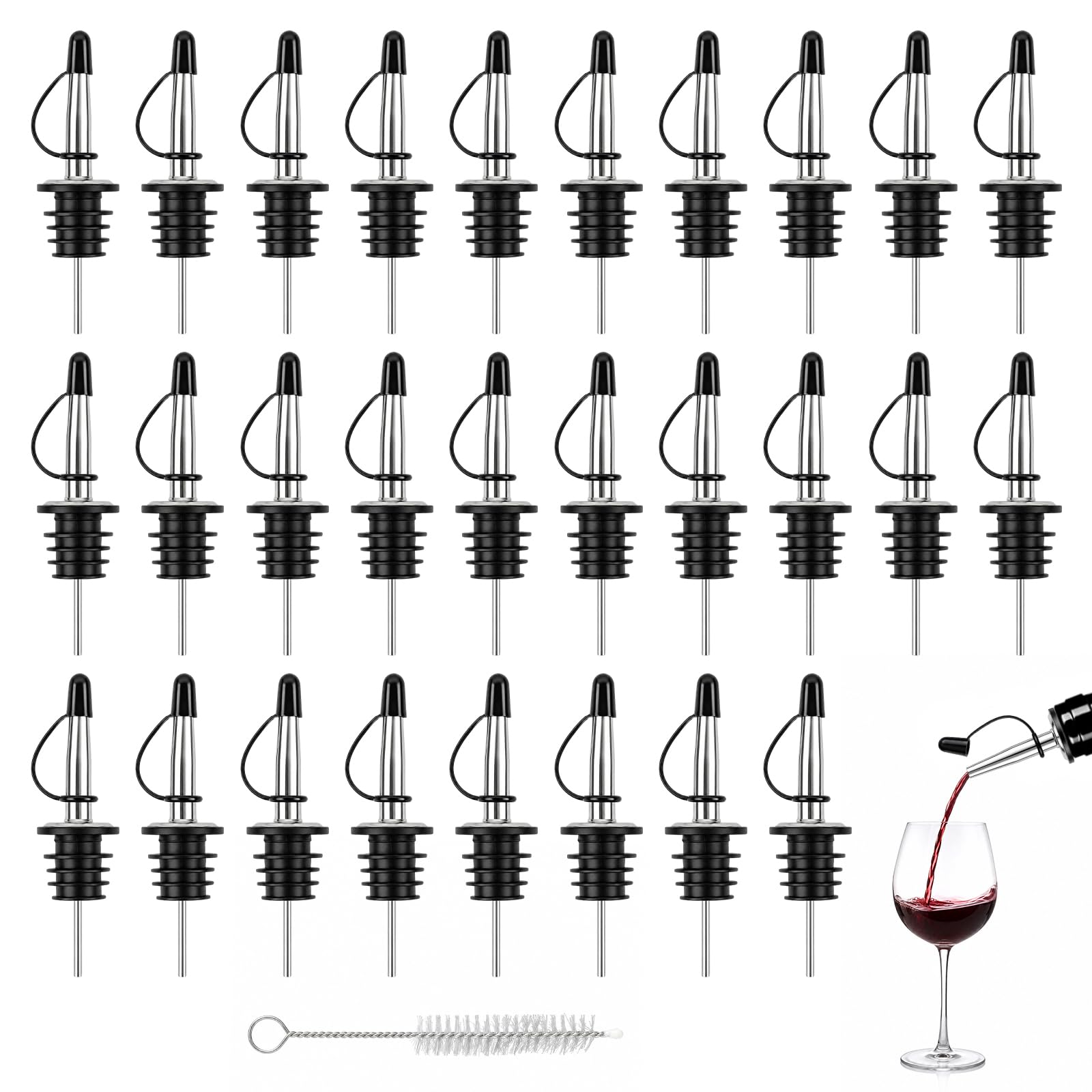 28 Pcs Speed Pourers, Stainless Steel, Fits 20-22mm Oil Pourer Spout