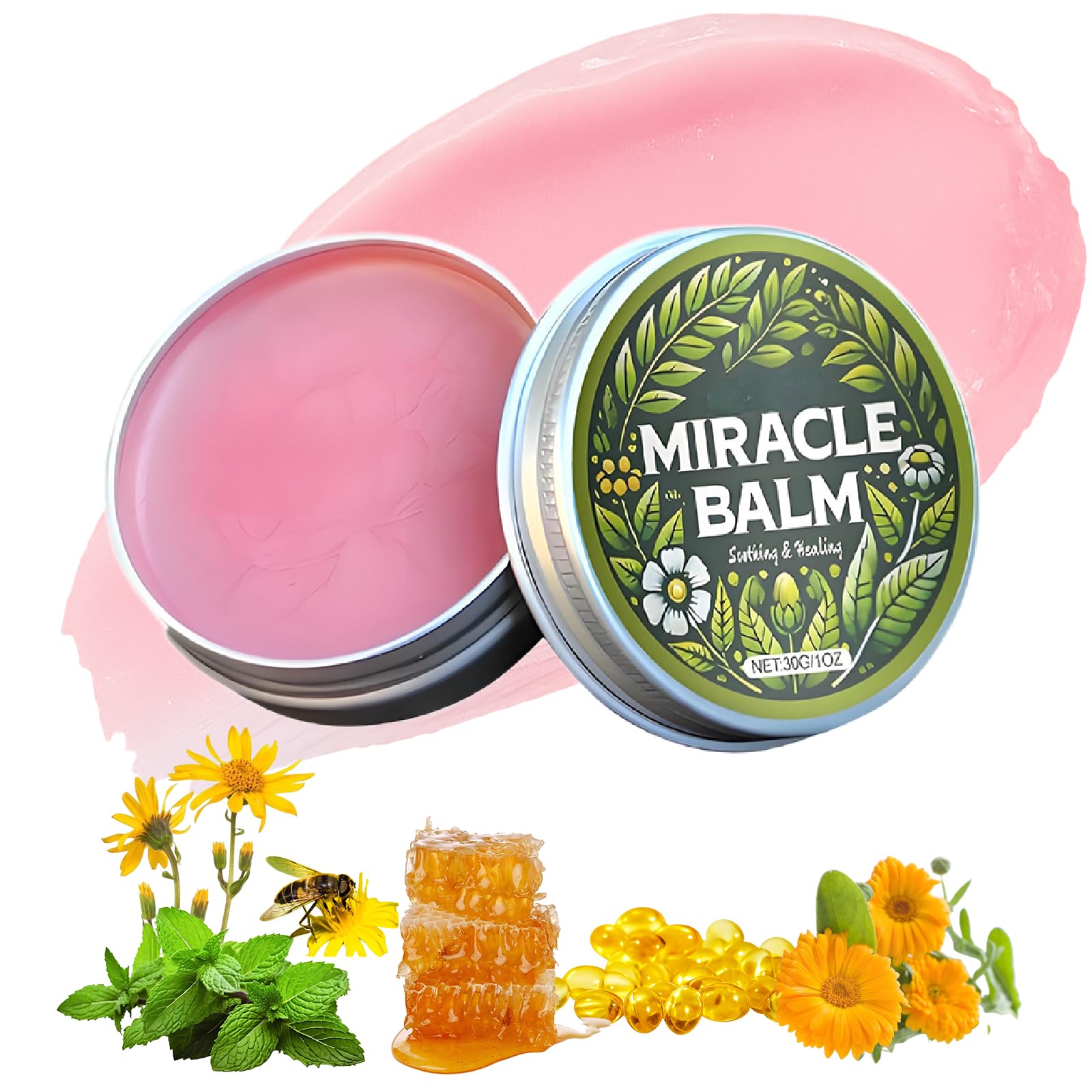 Miracle Herbal Balm - Fast-Absorbing Moisturizer for Legs, Feet & Joints, Lightweight Non-Sticky Cream with Natural Herbal Ingredients, Comforting Body Care (1 PCS)