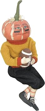 GALLERIE II Football Defense Dan Thanksgiving Pumpkin Harvest Folk Art Collectible Figurine Collectible Joe Spencer Gathered Traditions Home Decor Figurines Figurines Yellow