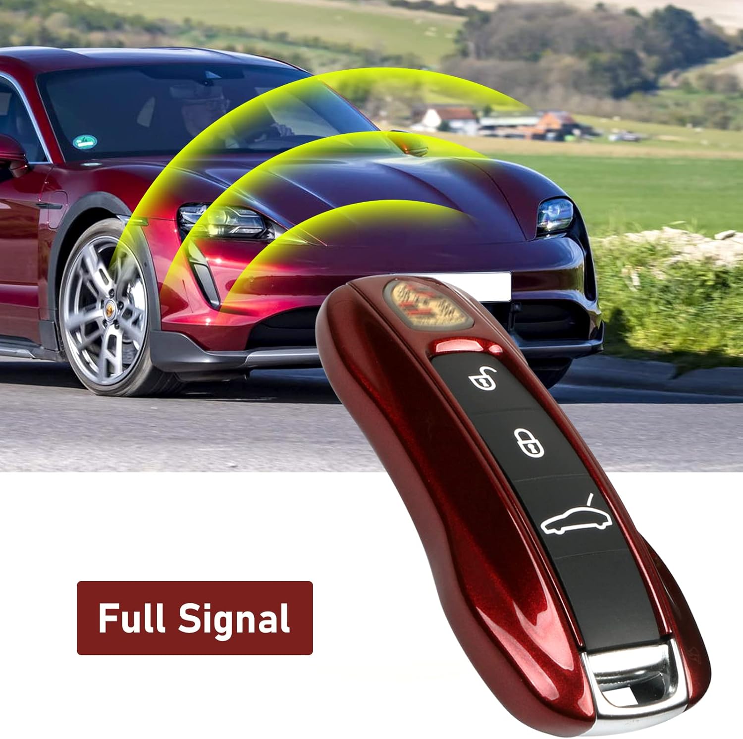 Jaronx Compatible with Porsche Key Fob Cover, Compatible with Porsche Cayenne Panamera Key Fob Cover 2018-2024, Compatible with Porsche Carrera Taycan Accessories 2020-2024 (Cherry Red-New) - Image 4