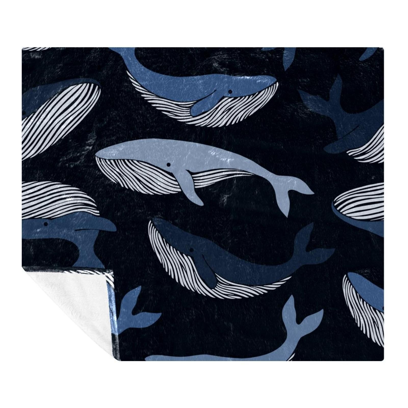 Couverture polaire baleine bleue 150x130 microfibre
