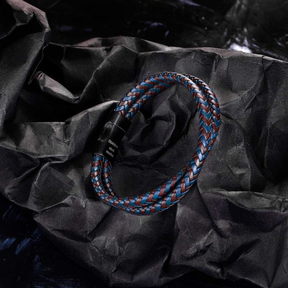 murtoo Mens Bracelet Leather Braided, Brown and Black Leather Bracelet for Men - Image 5