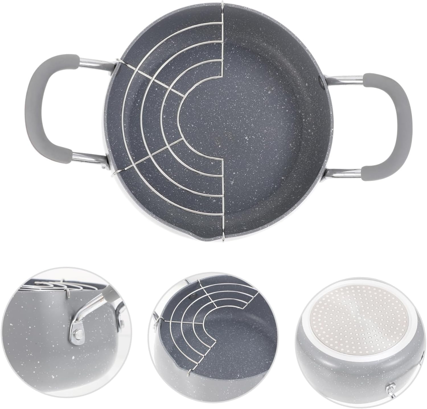 Japanese Style Compact Deep Fryer Pan with Drain Rack and Frying Pot for Electric and Gas Stoves Control and Handle Design Multi Use Household Fry Pan