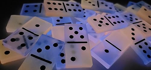 Miniatura 5 de Juego de dominó hecho a mano de 4 colores, doble brillo en la oscuridad, blanco lechoso y rosa a naranja claro y azul, juego de dominó neón, regalo,