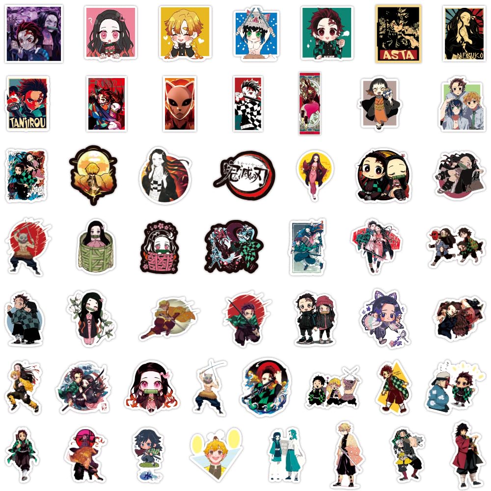 50PCS Demon Anime Slayer Stickers Pack Manga Character Sticker for Water Bottle Laptop Skateboard Journal, Waterproof Vinyl Cool Decals for Teens Adults Party Supplies - 1