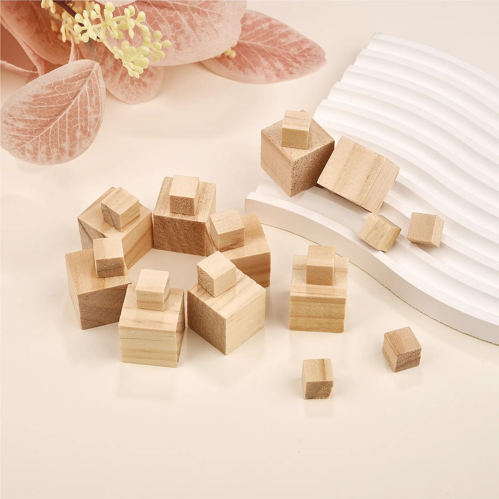 500 piezas de 1 cm bloques construcción DIY sin terminar, cubo madera natural en blanco, juguete for niños, artesanía carpintería cuadrada, fabricación rompecabezas