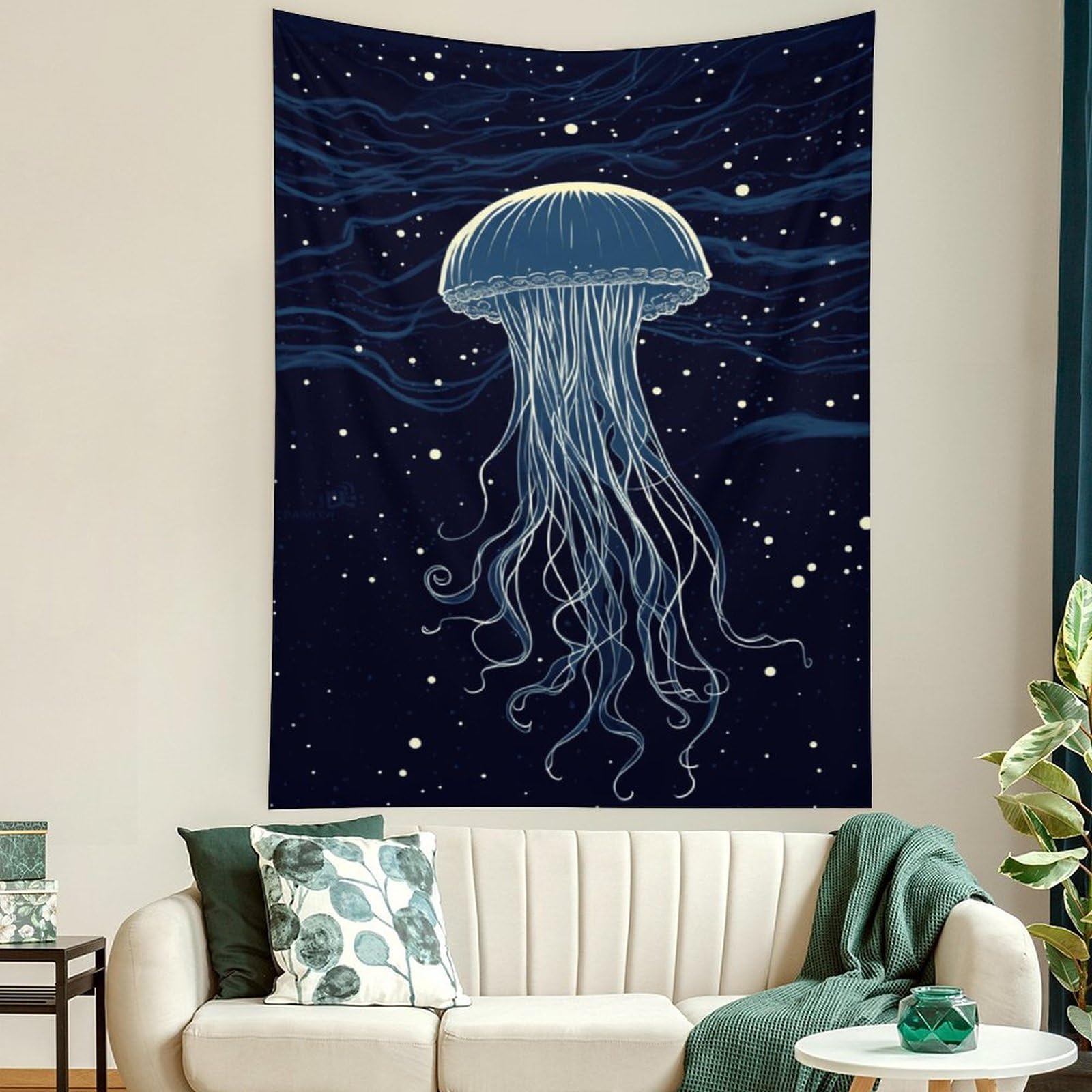 Buyidec Jellyfish Floating Tapestry Wall Hanging Art Deco Tapestries for Bedroom Living Room Dorm 50"x60"