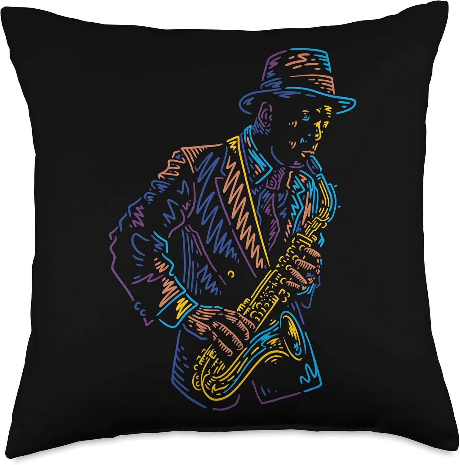 Saxophone Player Saxophone Abstract Art Throw Pillow
