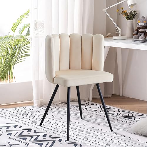 CLIPOP Silla decorativa de barril para sala de estar, moderna silla de comedor de terciopelo para cocina, silla de tocador con patas de metal,