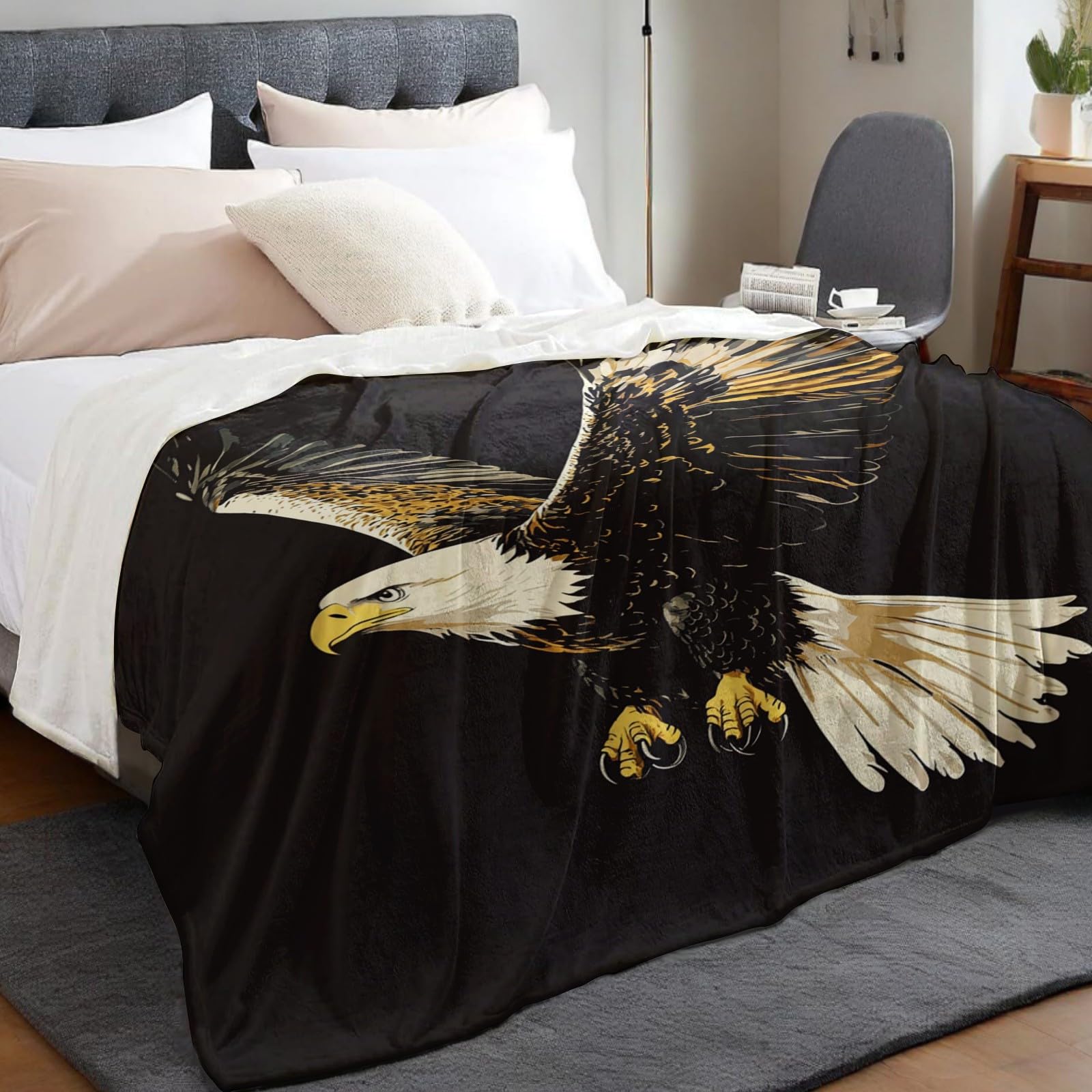 Coperta Morbida Aquila dei cartoni animati 200 x 220 cm, Plaid Caldo in Flanella, Idea Regalo Compleanno per Famiglia e Adulti