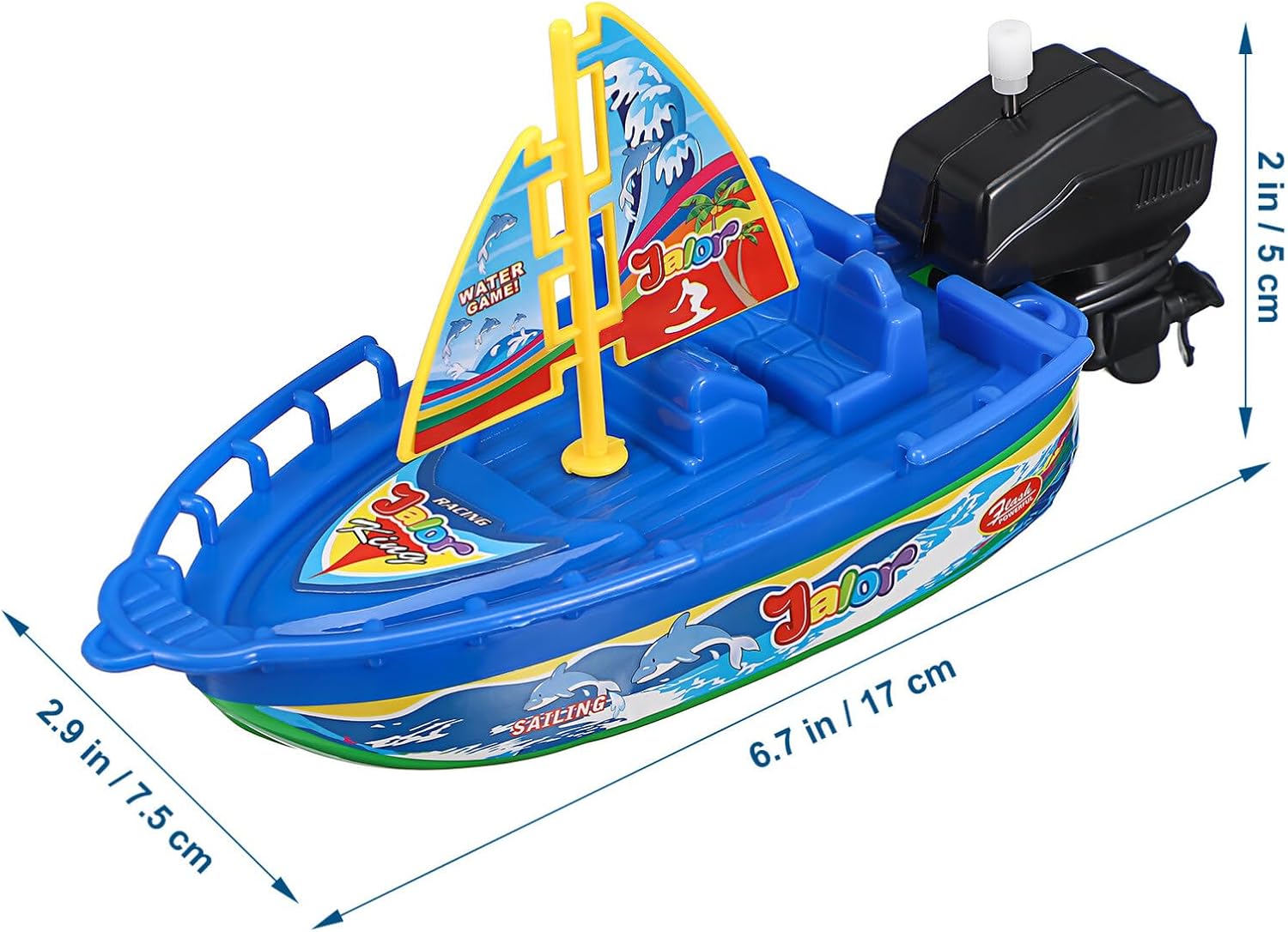 TOYANDONA 6Pcs Boat Bath Toys, Speedboat Wind Up Bath Toys Plastic Boats Floating Bath Toy Boats Bathtub Toys for Baby Toddlers Kids Pool Toys for Outdoor Water Play (Random Color)