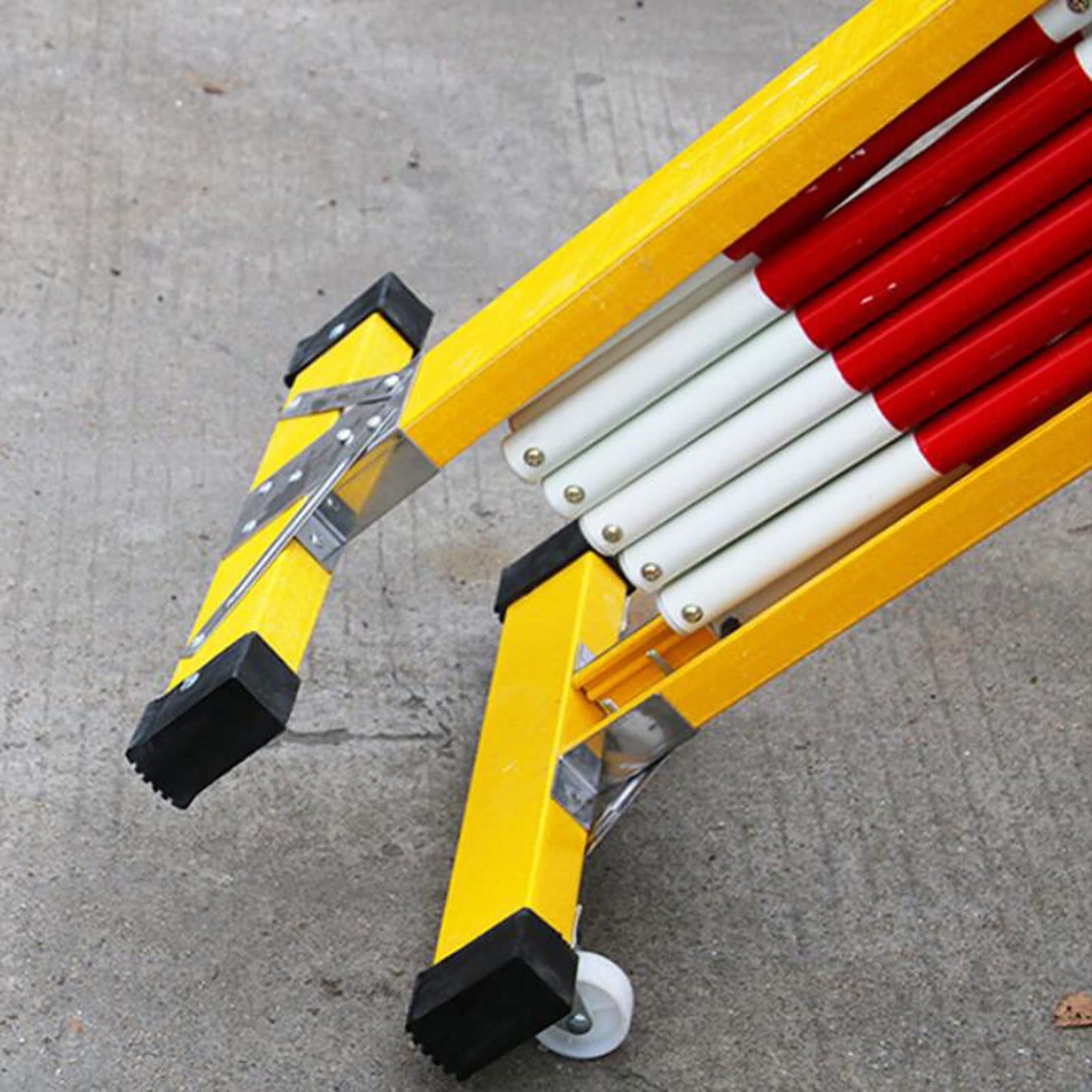 Teles - Valla de advertencia plegable, movible, rojo y blanco, barandilla ajustable para uso en exteriores y construcción, valla aislante de tubo cuadrado portátil
