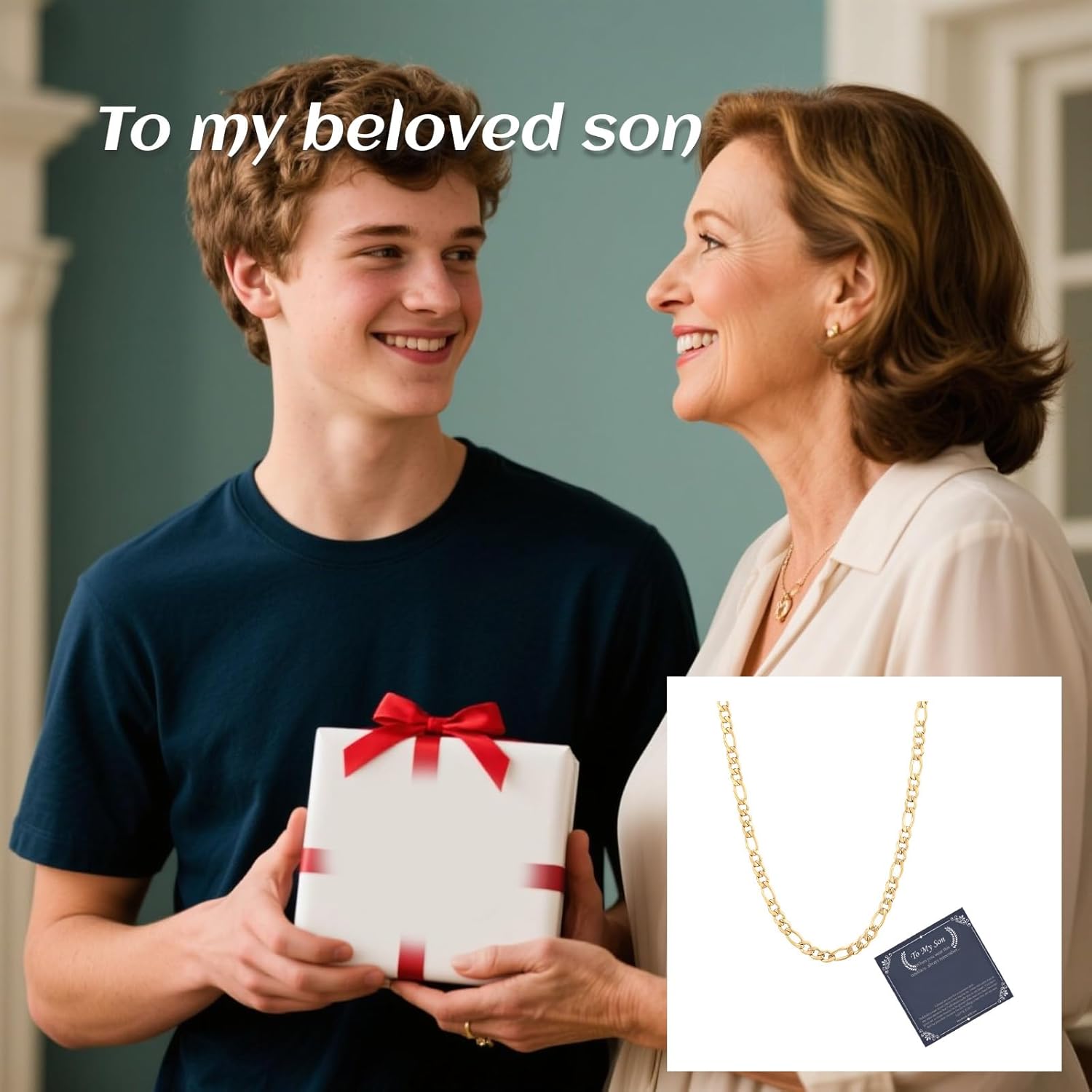 To My Son Necklace Stainless Steel Cuban Link Chain Cool Men's Necklace Chain Durable Lobster Clasp Inspirational Birthday Gifts for Son - Image 5