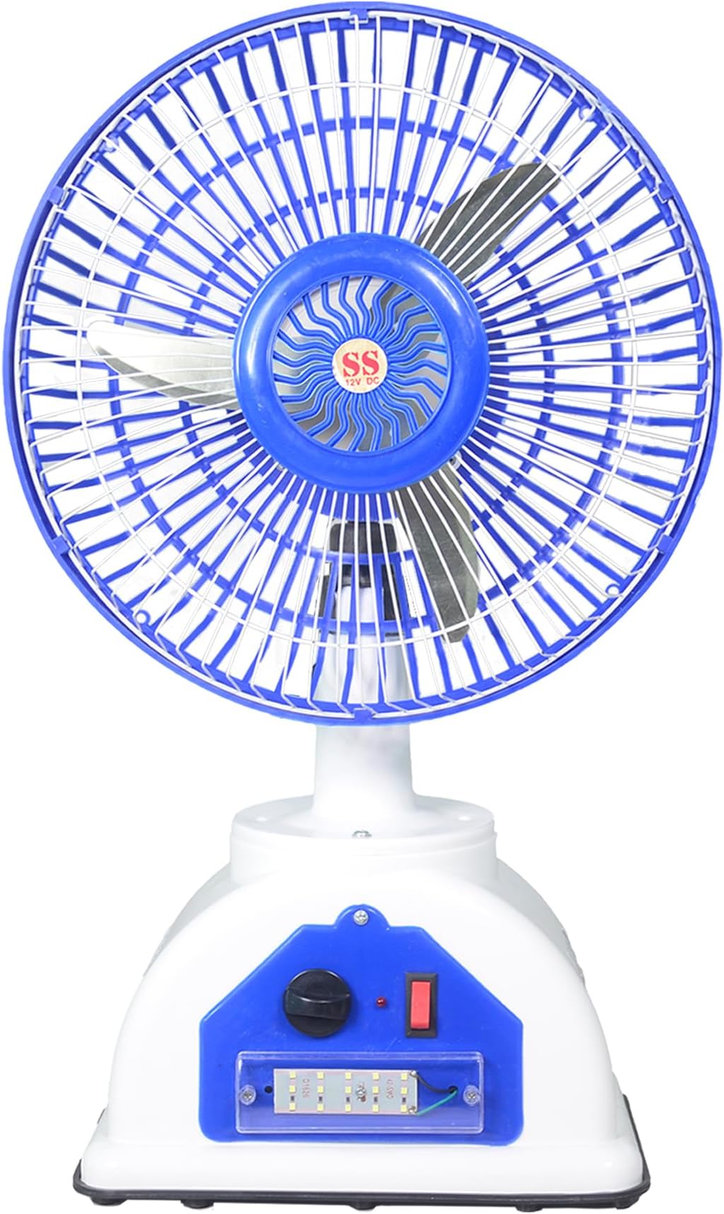 SS Ecoflow 13″ Rechargeable BLDC Fan – 9-Hour Runtime, 3 Speed Modes, 5W LED Light, Powerful Airflow | Repair Kit Included, No Installation Needed | 1-Year Warranty | VRYZONICS (Blue)