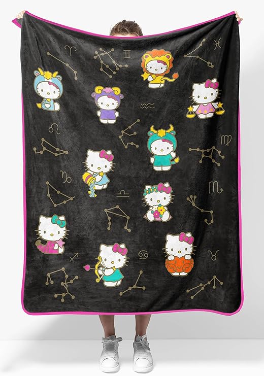 Jay Franco Hello Kitty Zodiac Stars Plush Throw Blanket - Measures 40 x 50 - Super Soft Lightweight Fleece Bedding