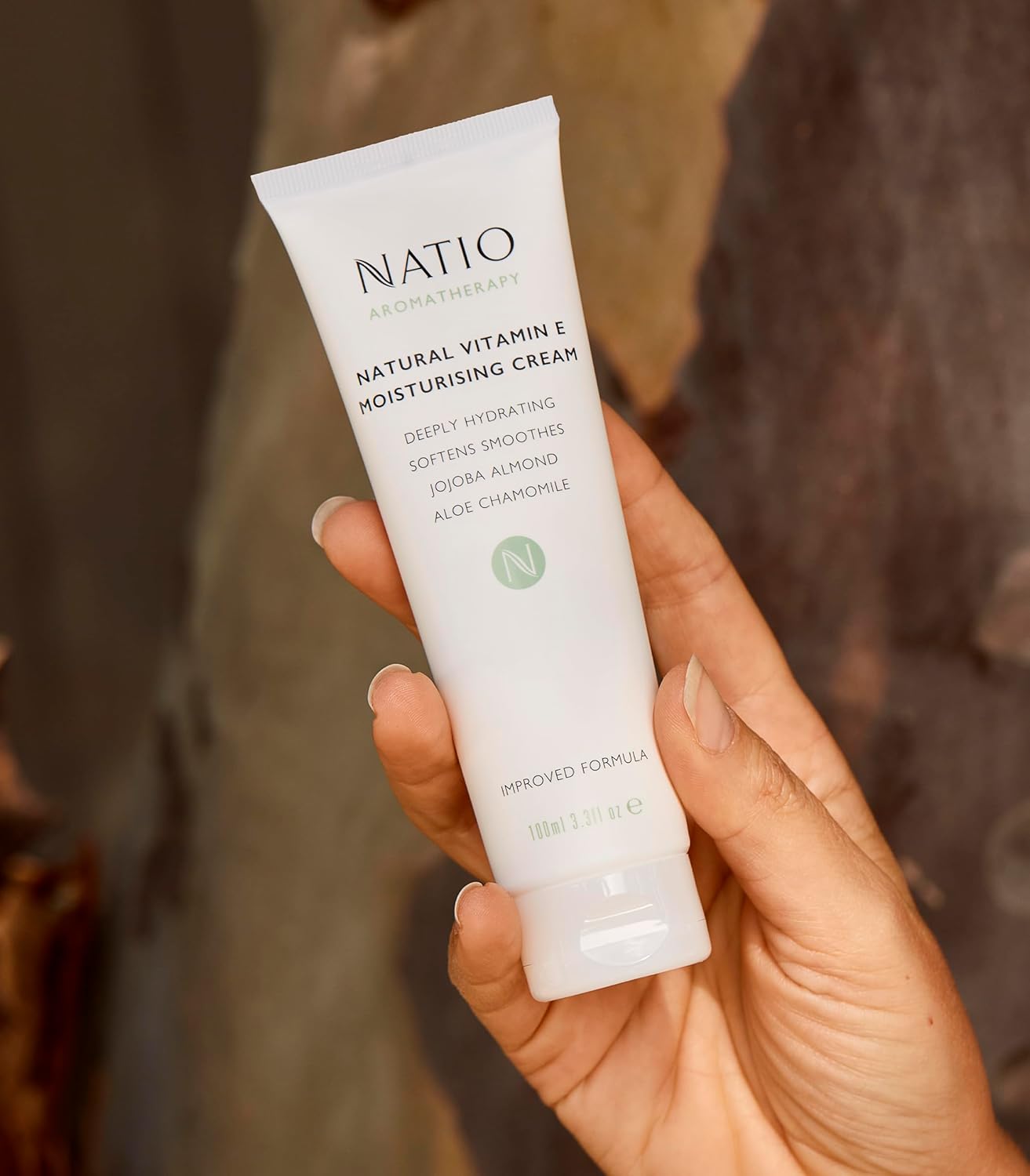 Natio Australia Aromatherapy Natural Vitamin E Moisturizing Cream, 3.4 oz - Non-Greasy Aloe Vera Face Moisturizer - Deeply Hydrating Face Cream (Pack of 2)