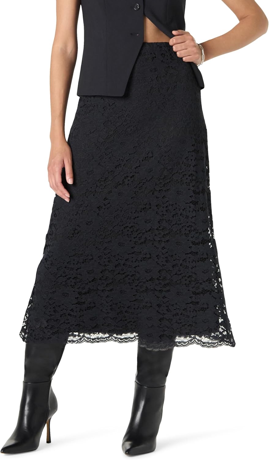 The Drop Womens Elana Lace Midi Skirt