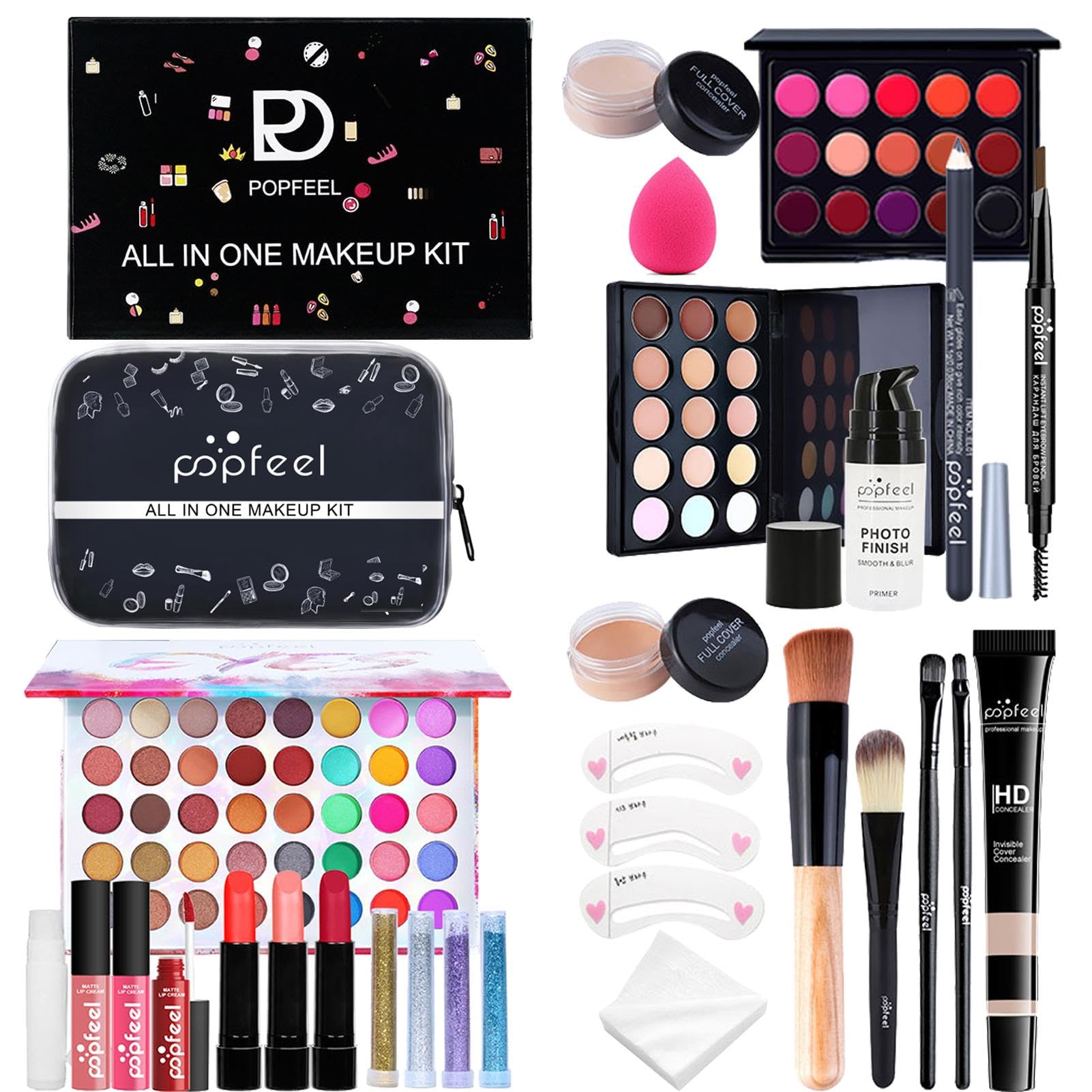 Kit trucco per principianti, set trucco completo per il viso per il trucco | Set di trucco da donna Set di trucco completo, kit di trucco portatile Set di cosmetici per trucc