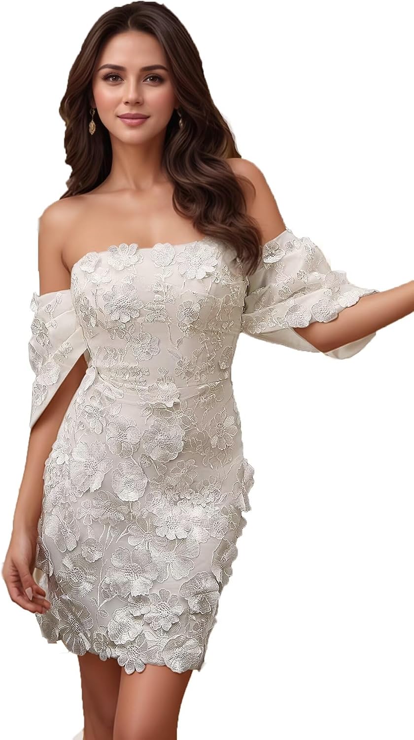 Yuxin Short Wedding Dresses for Bride 2025 Beach Mermaid Lace Tulle Long Sleeve Bridal Gowns 088