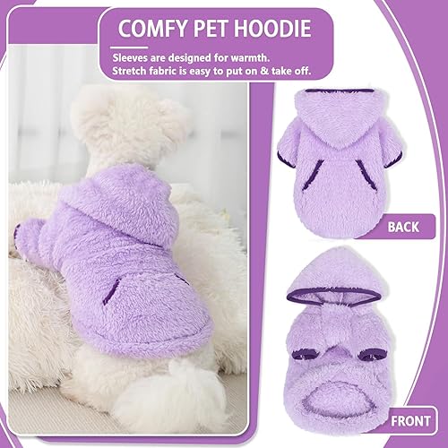 Miniatura 8 de Suéter de forro polar con capucha para perro, suéteres cálidos de terciopelo mullido, ropa de invierno para perros pequeños, niñas y niños, abrigos
