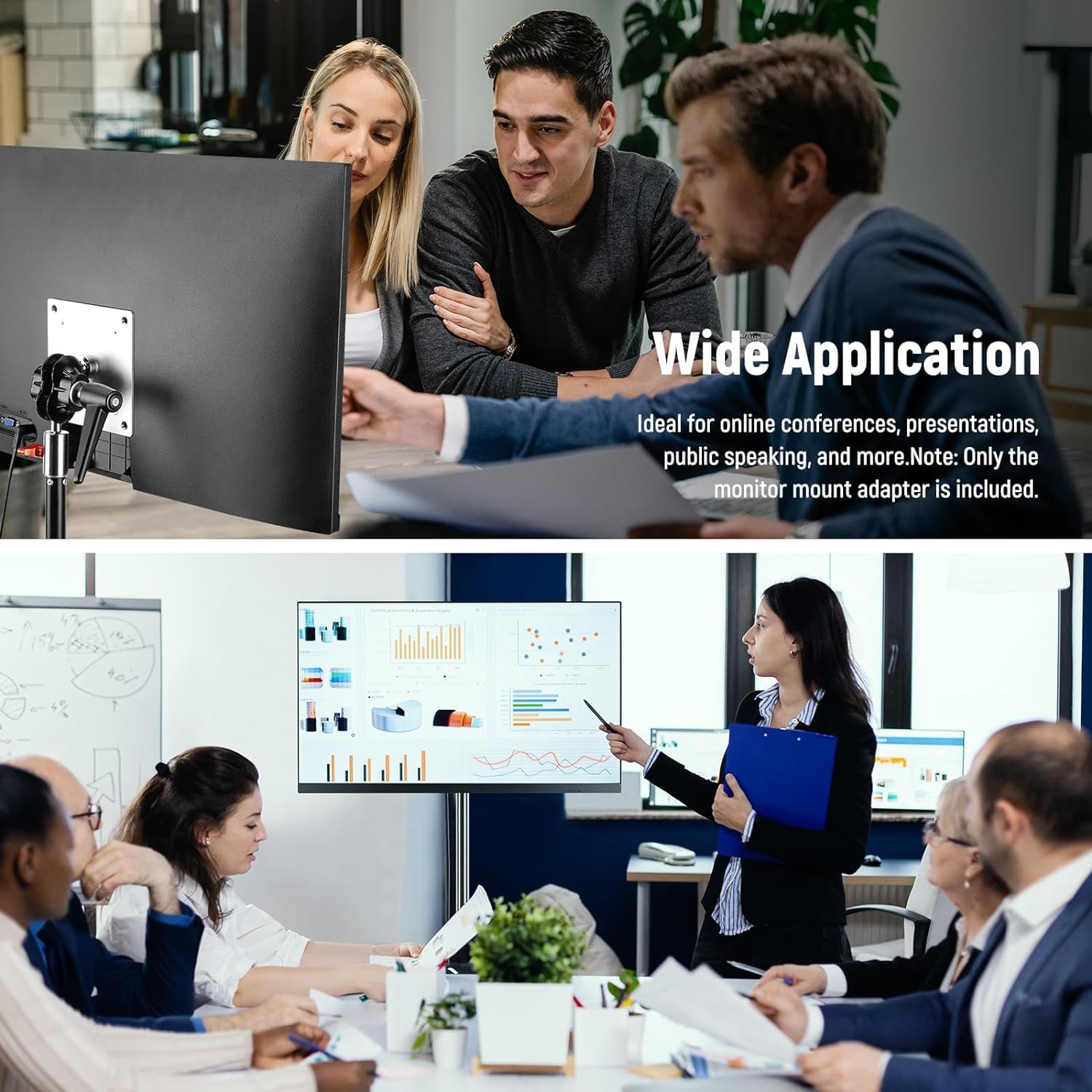 NEEWER Adaptateur de Montage pour Moniteur avec Support VESA, Adaptateur de Support en Alliage d'Aluminium, Double Rotule à 360°, Vis M4 et Récepteur 5/8, Charge Maximale 14 lb/6,3kg, MA001