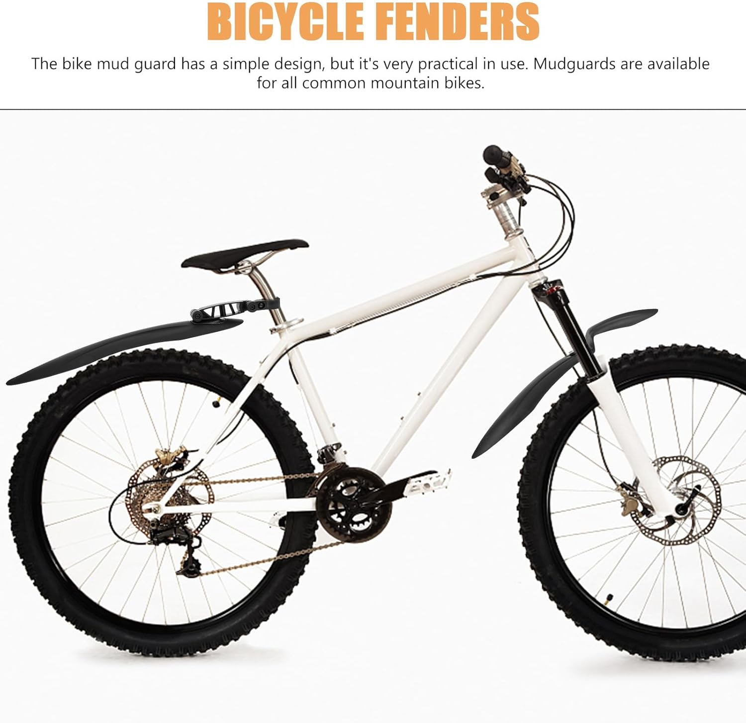 Housoutil Mountain Bike Mudguard 26-27.5 Inch Adjustable Plastic Bicycle Fender Mudguard Accessories Black Cycling Protective Splash Guard for Off-Road Riding