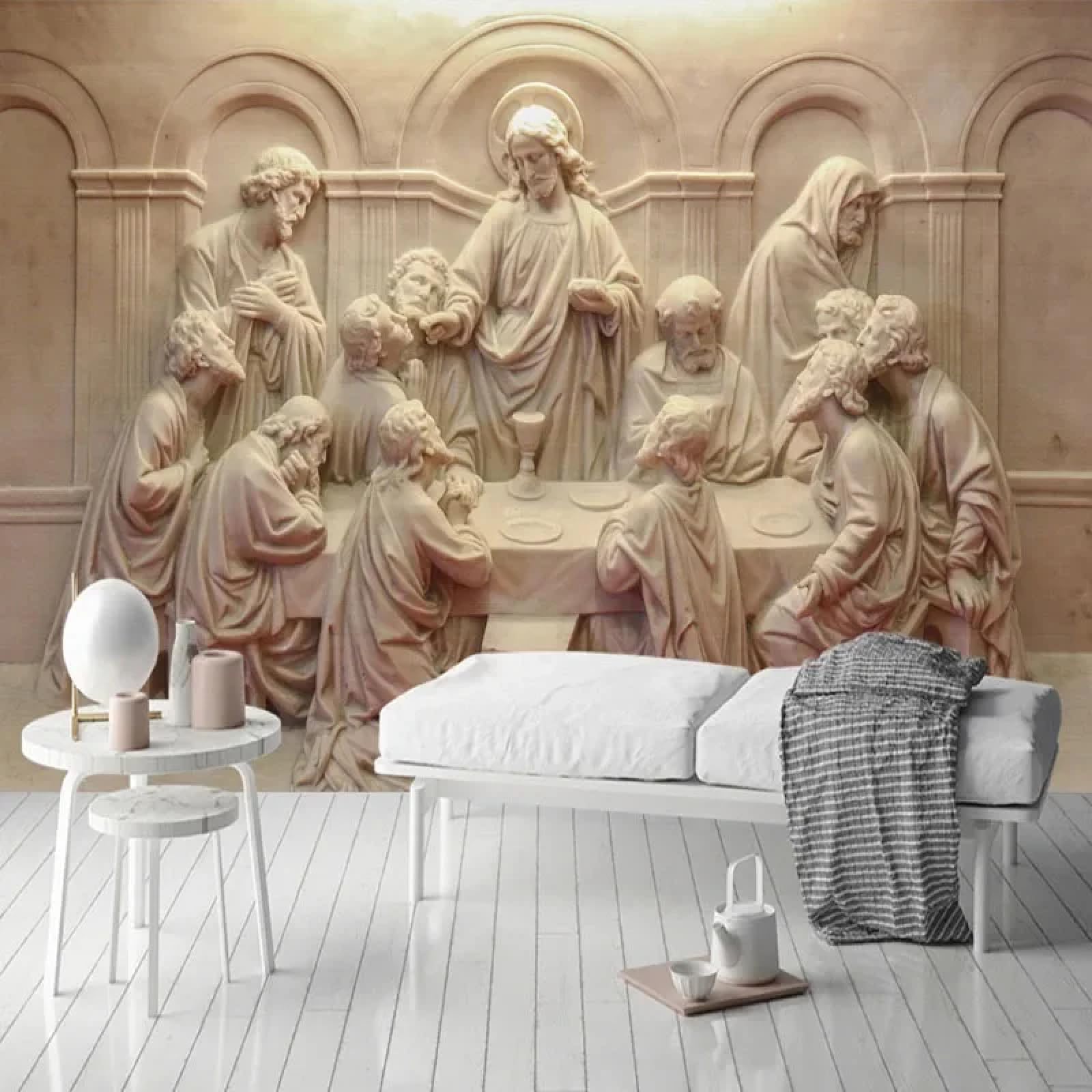 Mural de pared 3D Estatua de figura de estilo retro en relieve-420 x 260 cm-Decoración De Pared Fotomural Decorativo Murales Comedores Salones Habitaciones
