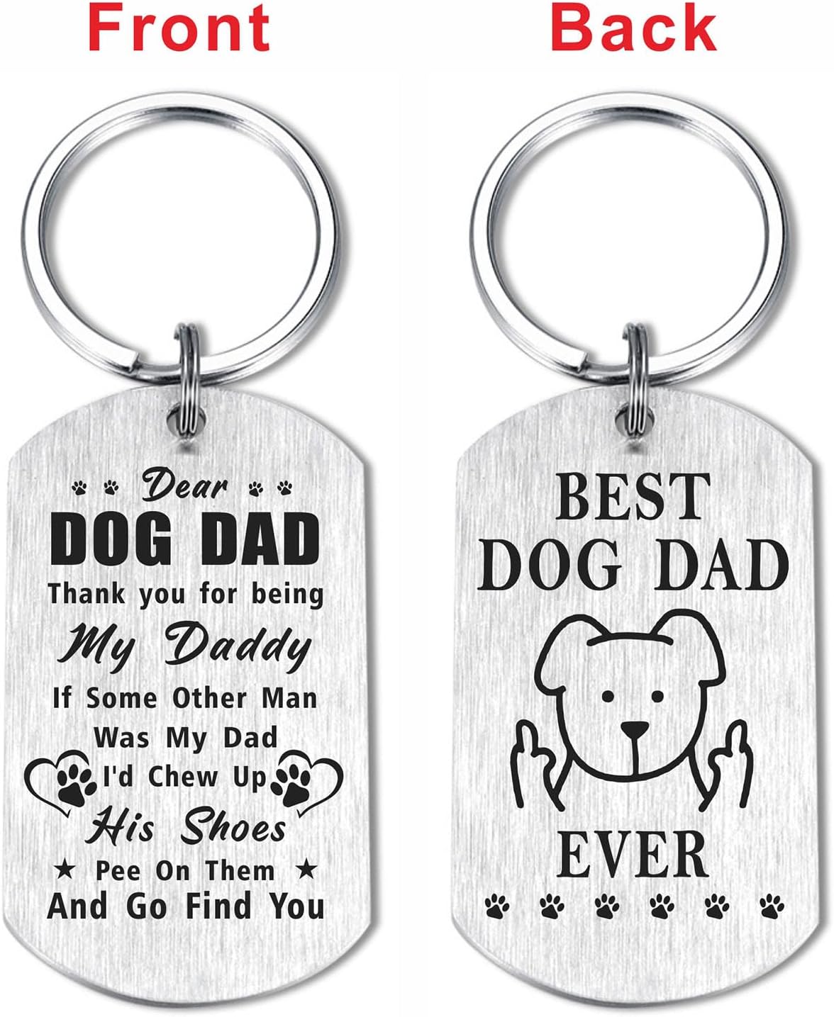 Laluminter Fathers Day Dog Dad Gifts - Best Dog Dad Ever Keychain - I Woof You Gift from Doggy to Daddy - Image 2
