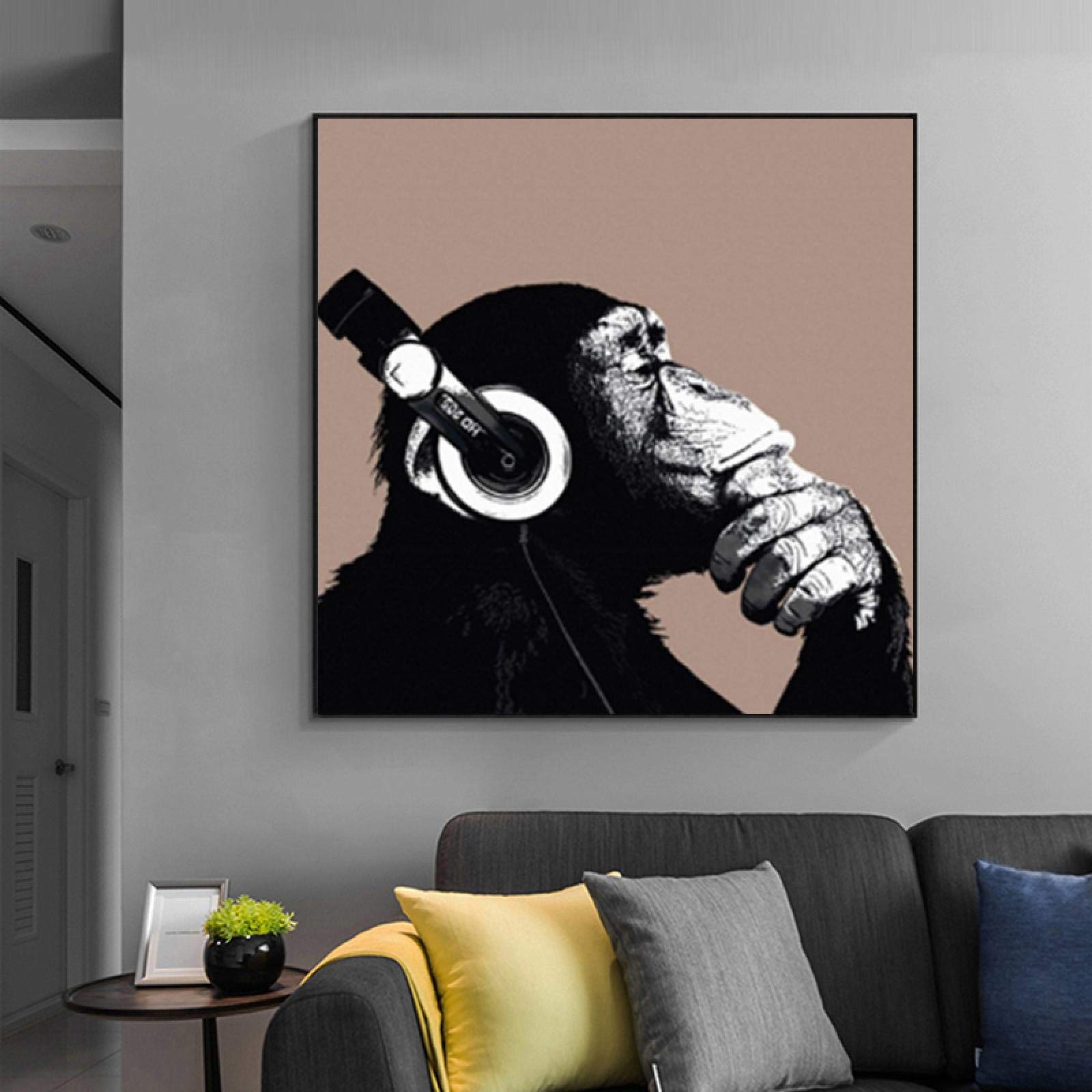Peinture singe gorille casque tableau animal abstrait impression toile 30x30 - 8