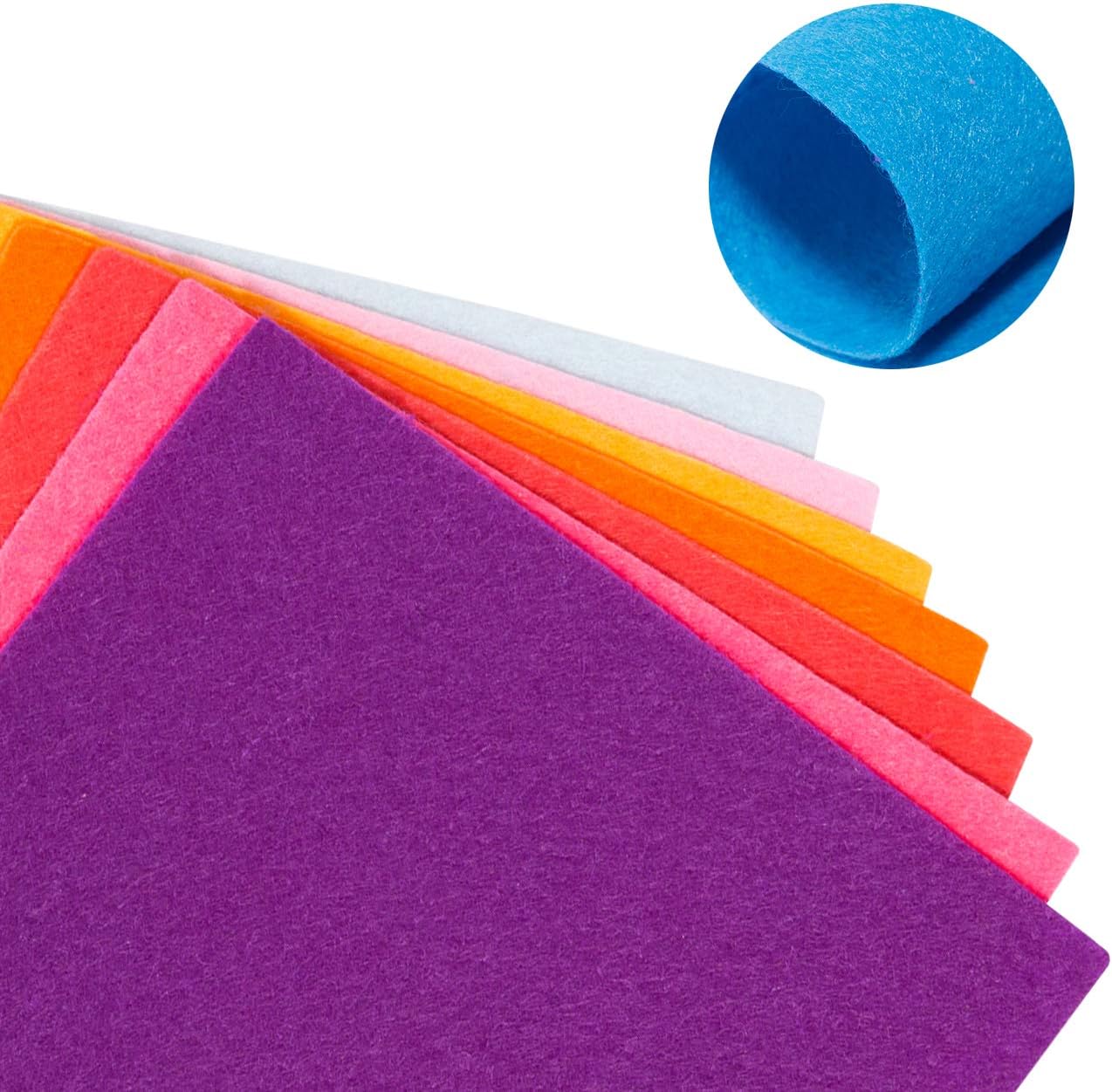 Naler 30 Pieces 6" x 6" Assorted Color Felt Fabric Sheets DIY Craft Patchwork Sewing Squares, 1mm Thick, 30 Colors