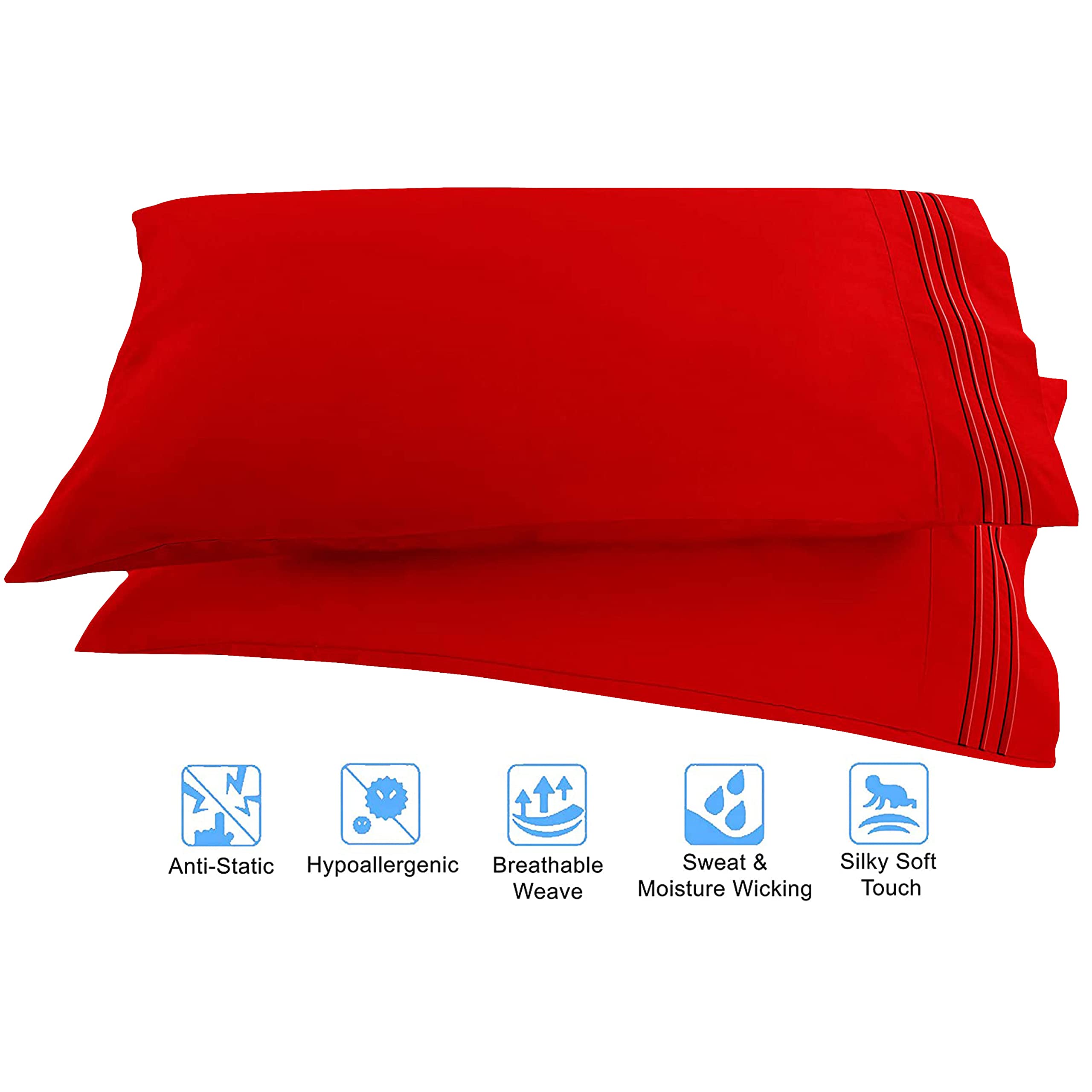 Elegant Comfort Juego de sábanas de Lujo de 4 Piezas, Resistente a Las Arrugas, decoloración y Manchas, 1500 Hilos, Calidad egipcia, Bolsillo Profundo, tamaño Queen, Color Rojo