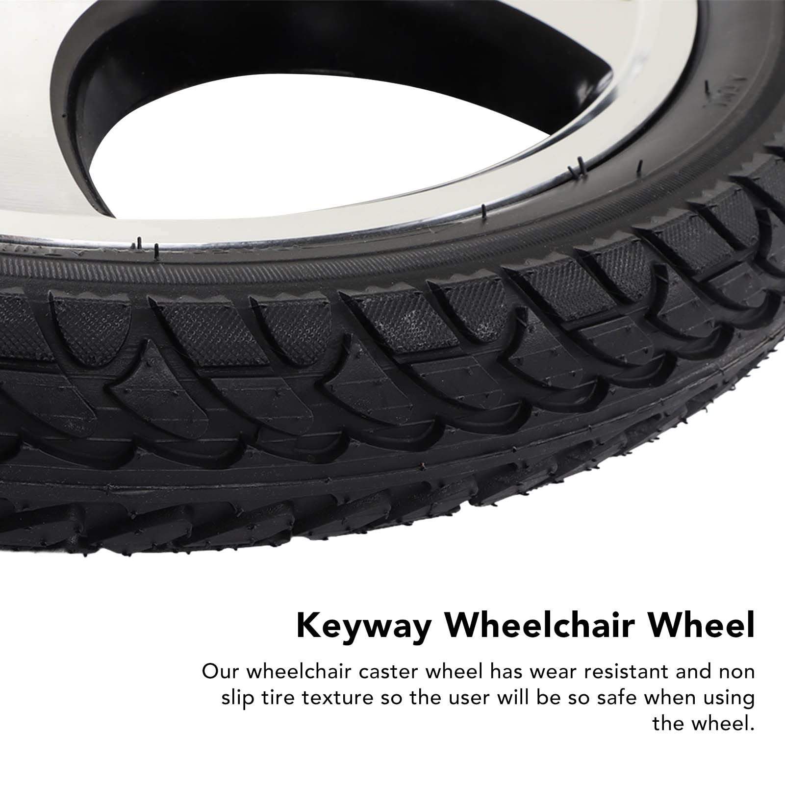 FLEXMAN Electric Wheelchair Wheel, 16in OD Non Slip Tire Texture Alloy Steel Hub Rubber Wheelchair Caster Assembly for Electric Wheelchairs, Carts