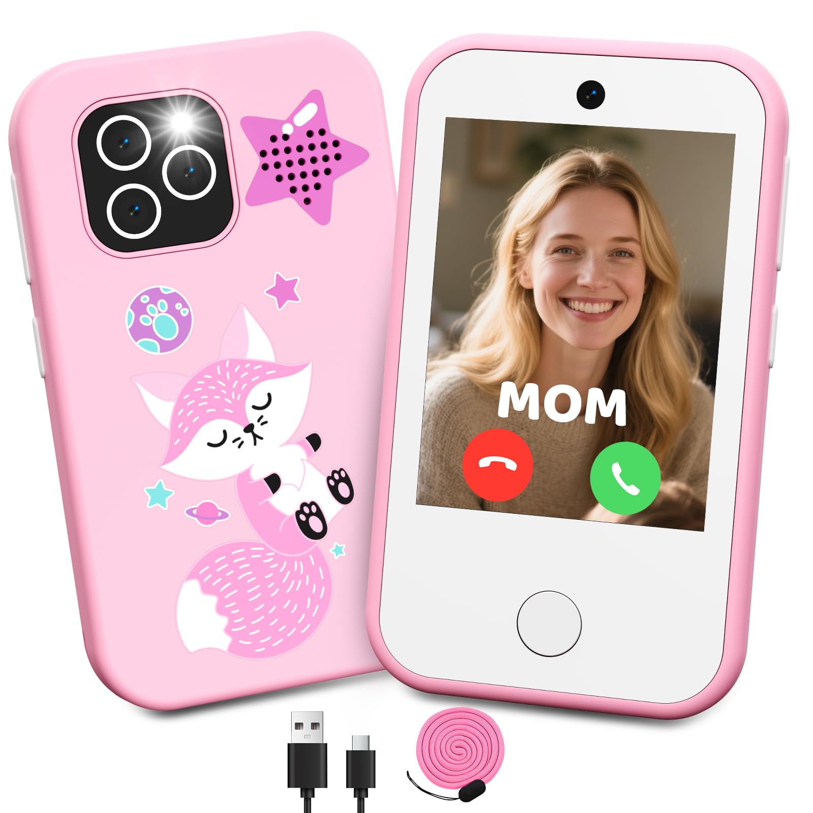 CHAKEYAKE Telefono per Bambini 4G Sbloccato, Smartphone per Bambini con Doppia Fotocamera, Schermo Touch HD 2.8", Lettore MP3, Torcia, Giochi Educativi, Regalo per Bambini e Bambine 3-12 Anni