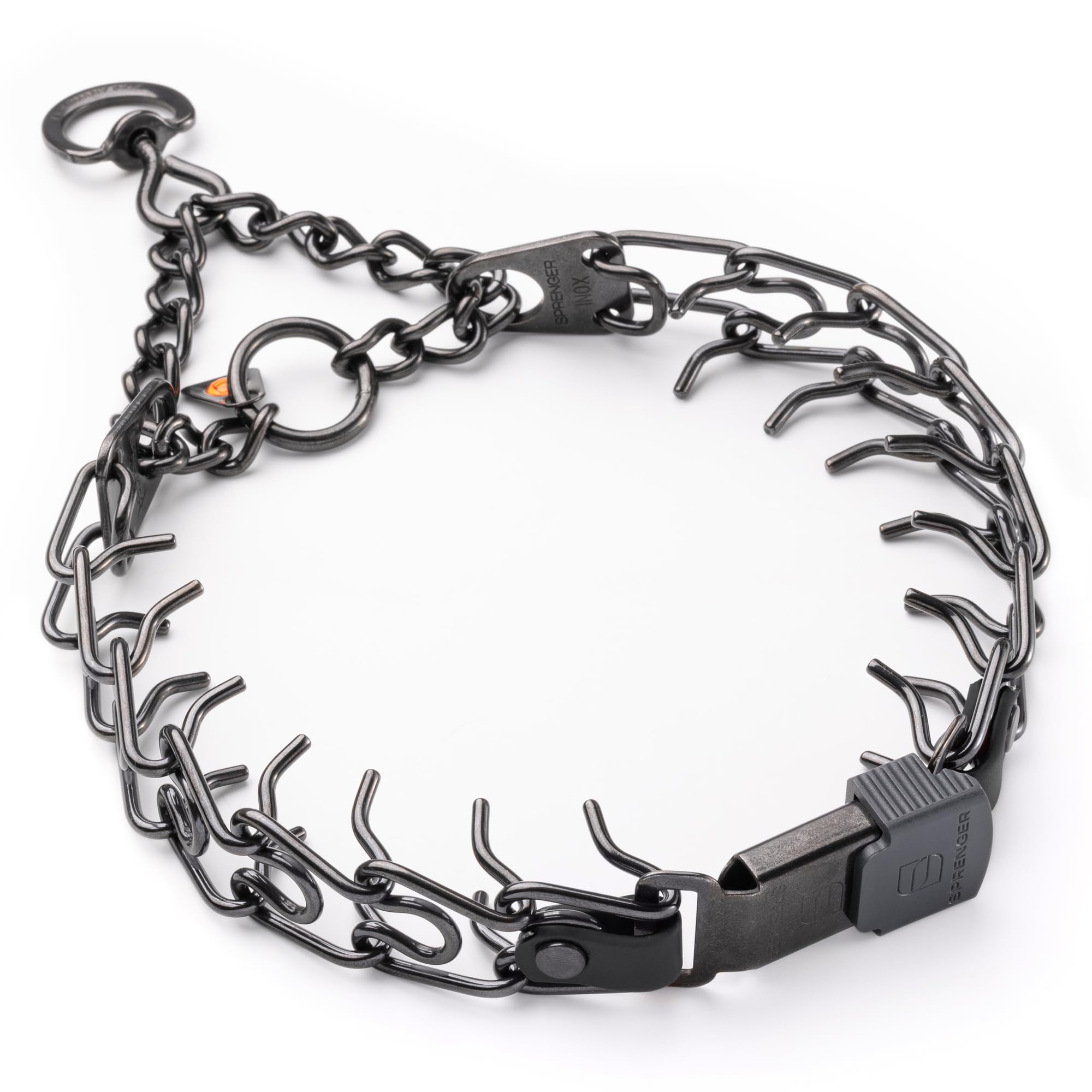 Collier chien Herm Sprenger acier noir pour stopper les tractions en laisse