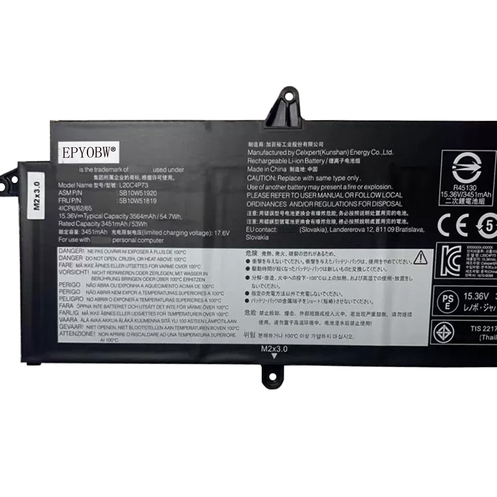 Amazon.com: EPYOBW L20C4P73 Laptop Battery 54.7Wh 4-Cell 15.36V