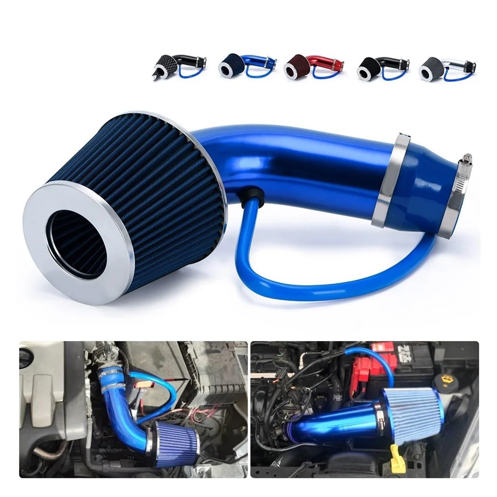 Filtro De Aire Universal 3 "y 76mm Tubo Entrada Frío, Kit Inducción Turbo Con Cono Tubería Inducción(E SET)