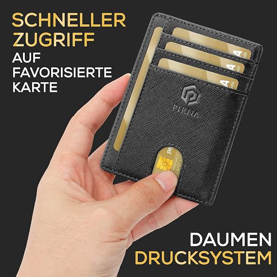Slim Wallet Credit Card Holder with ID Window and Quick Access Compartment for Men and Women - Men's Small Wallet with RFID Protection - Mini Wallet for Men Includes Wallet and Gift Box