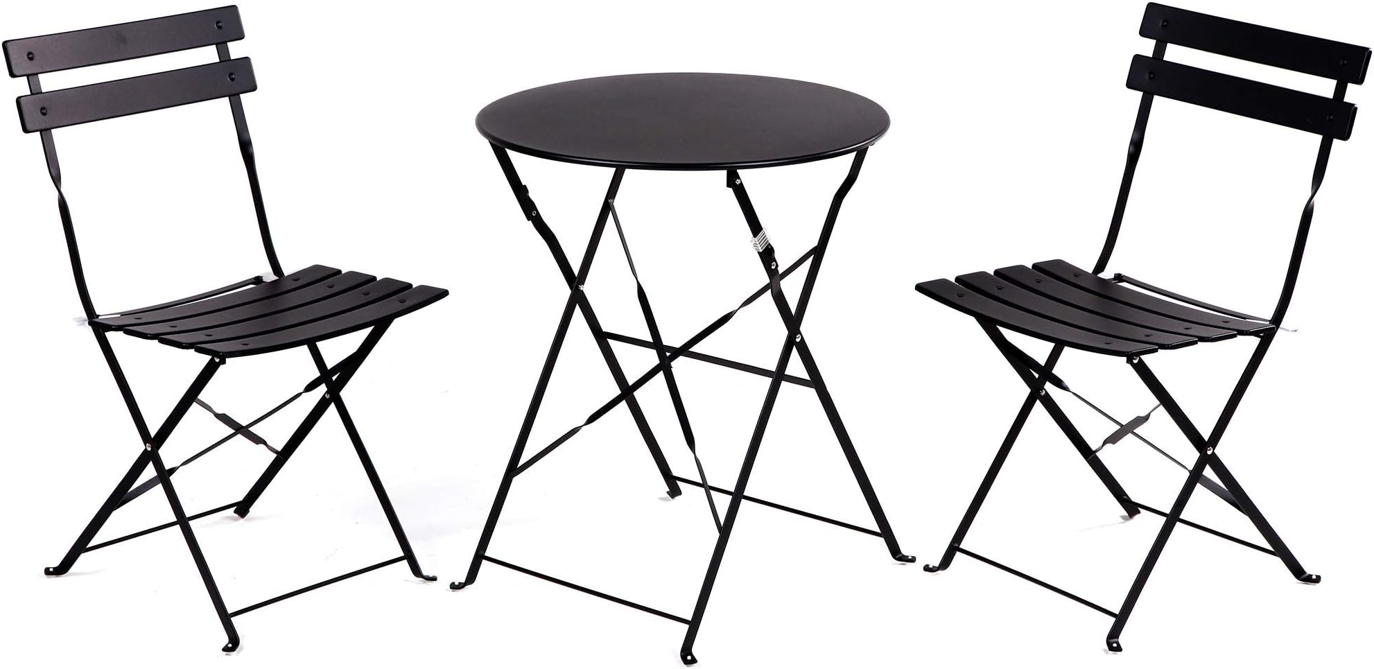 Grand patio Balcony Set, Bistro Set 3 Pieces, 2 Chairs and 1 Table, Premium Steel, Easy to Fold, Folding Table Chairs for Balcony,Yard, Garden (Black Walnut)