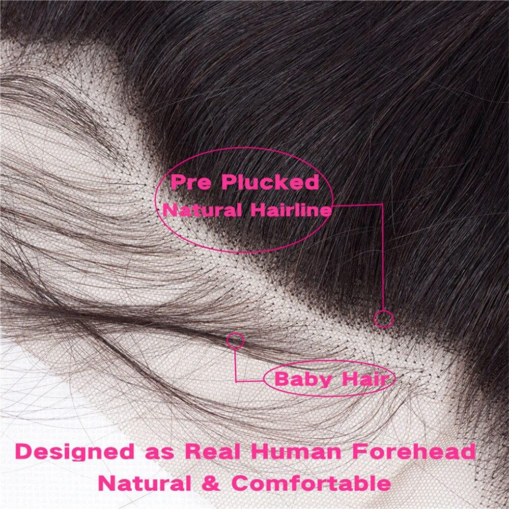 13X4 Frontal Human Hair Pre Plucked With Baby Hair Straight Frontal Only Cheap Ear To Ear Lace Forntal With Cap Natural Color Brazilian Virgin Hair High Desity Long Cheap 13X4 Lace Frotnal 14 Inch