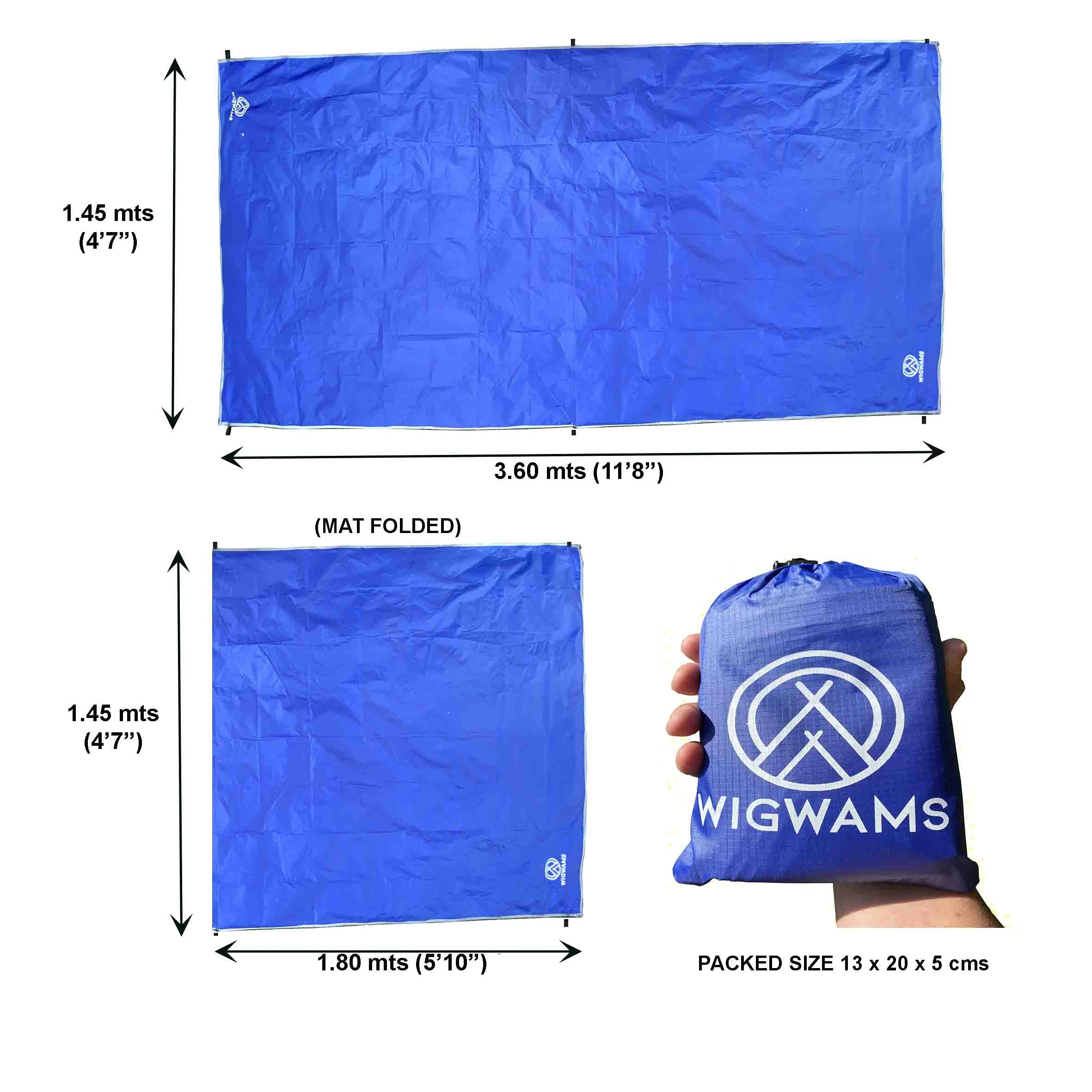 SUP Tappetino da atterraggio per tavole da paddle 360 x 145 cm blu oceano nylon 210T