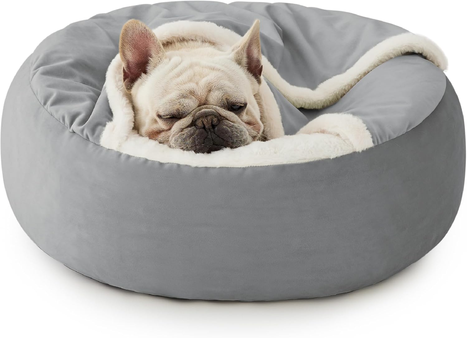Lesure Medium Dog Bed With Cover Cave Round Burrow Pet