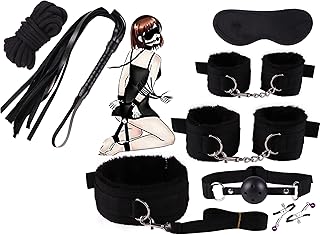 ZZZZS Lot de 8 pièces couple débutants parfaits jouets de vie cuir nylon (noir)