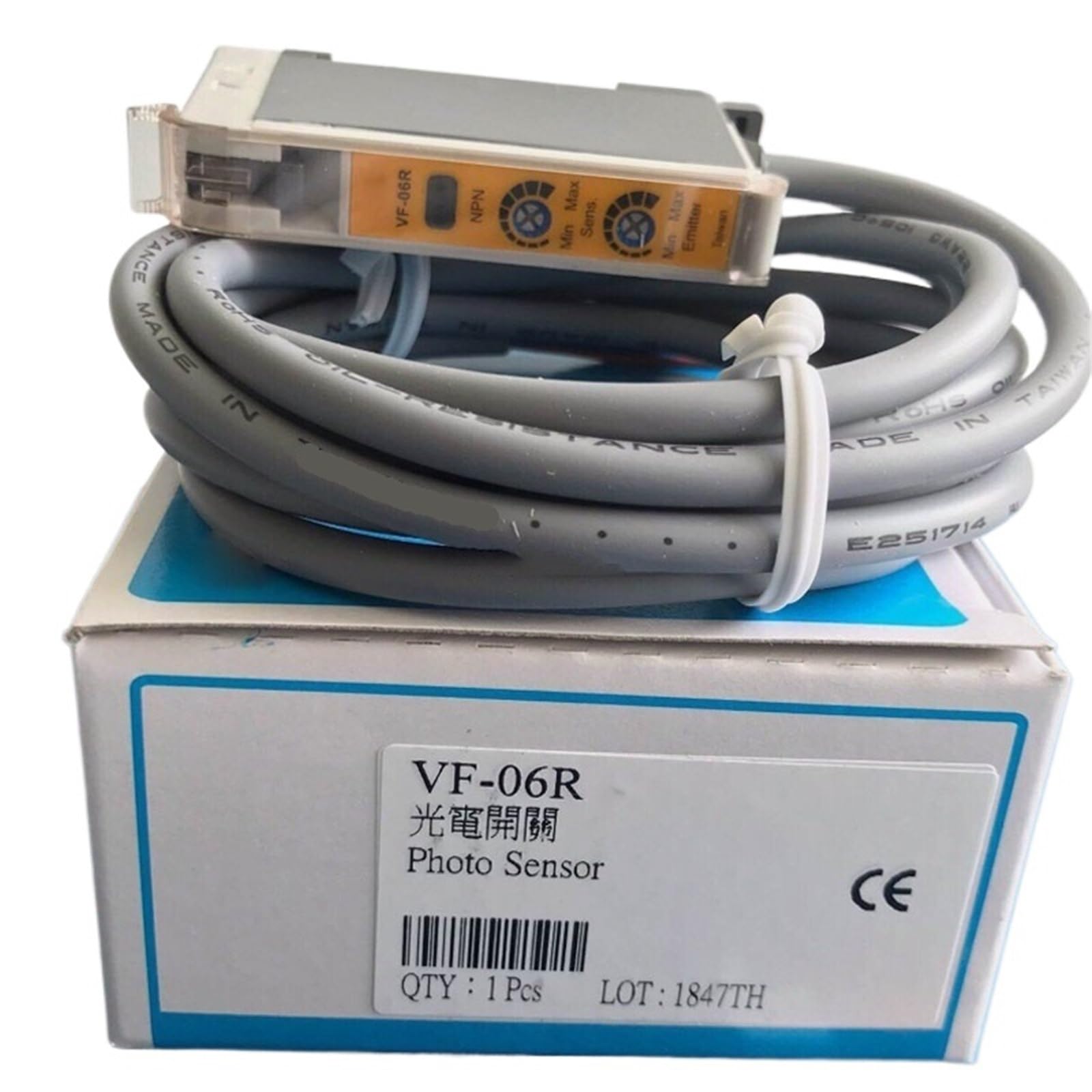 PHNOITPQ 1pcs VF-06R Optical Fiber Sensor Photoelectric Switch Sensor
